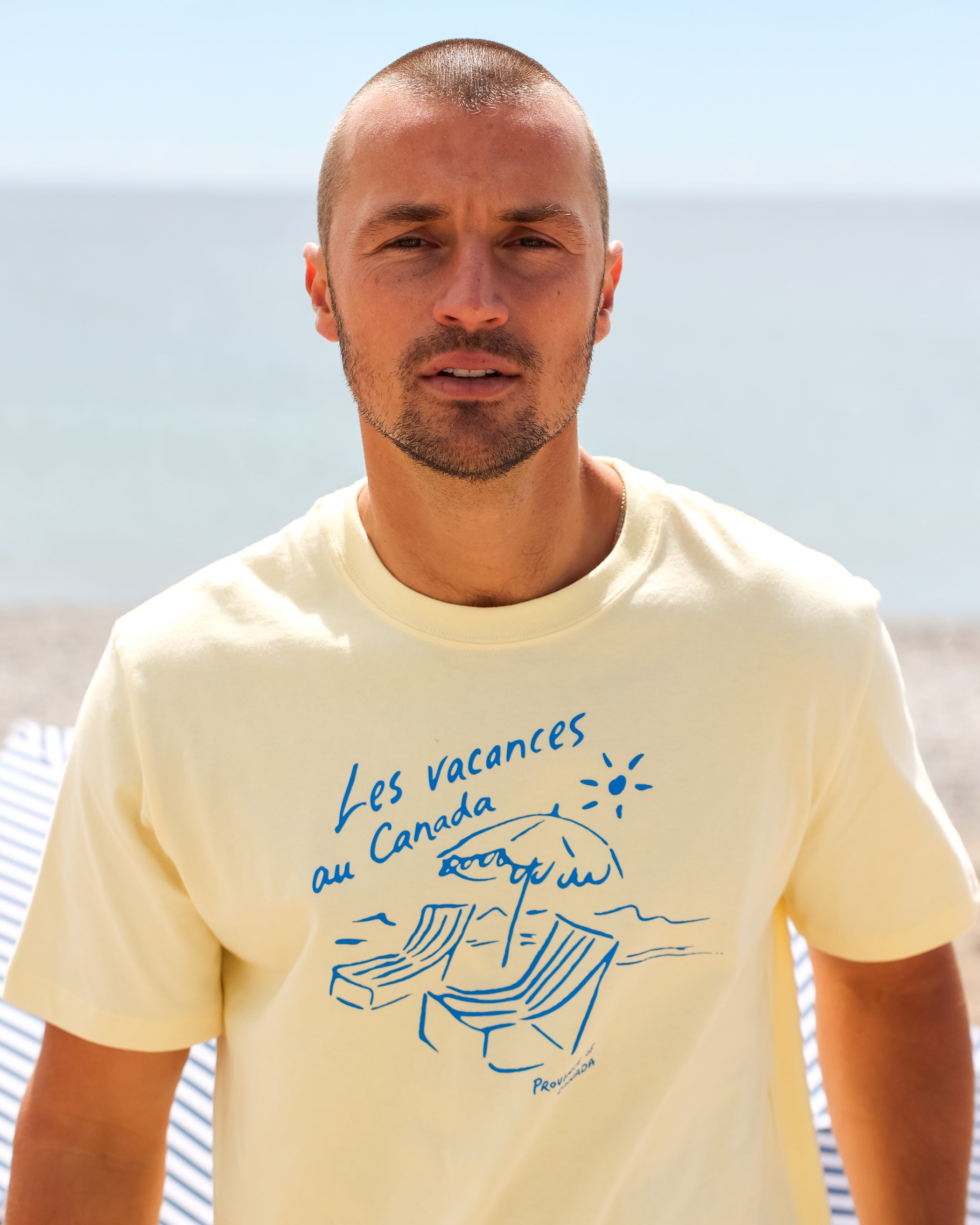 Made in Canada 100% Organic Cotton Les Vacances Tee Butter - Unisex - Province of Canada