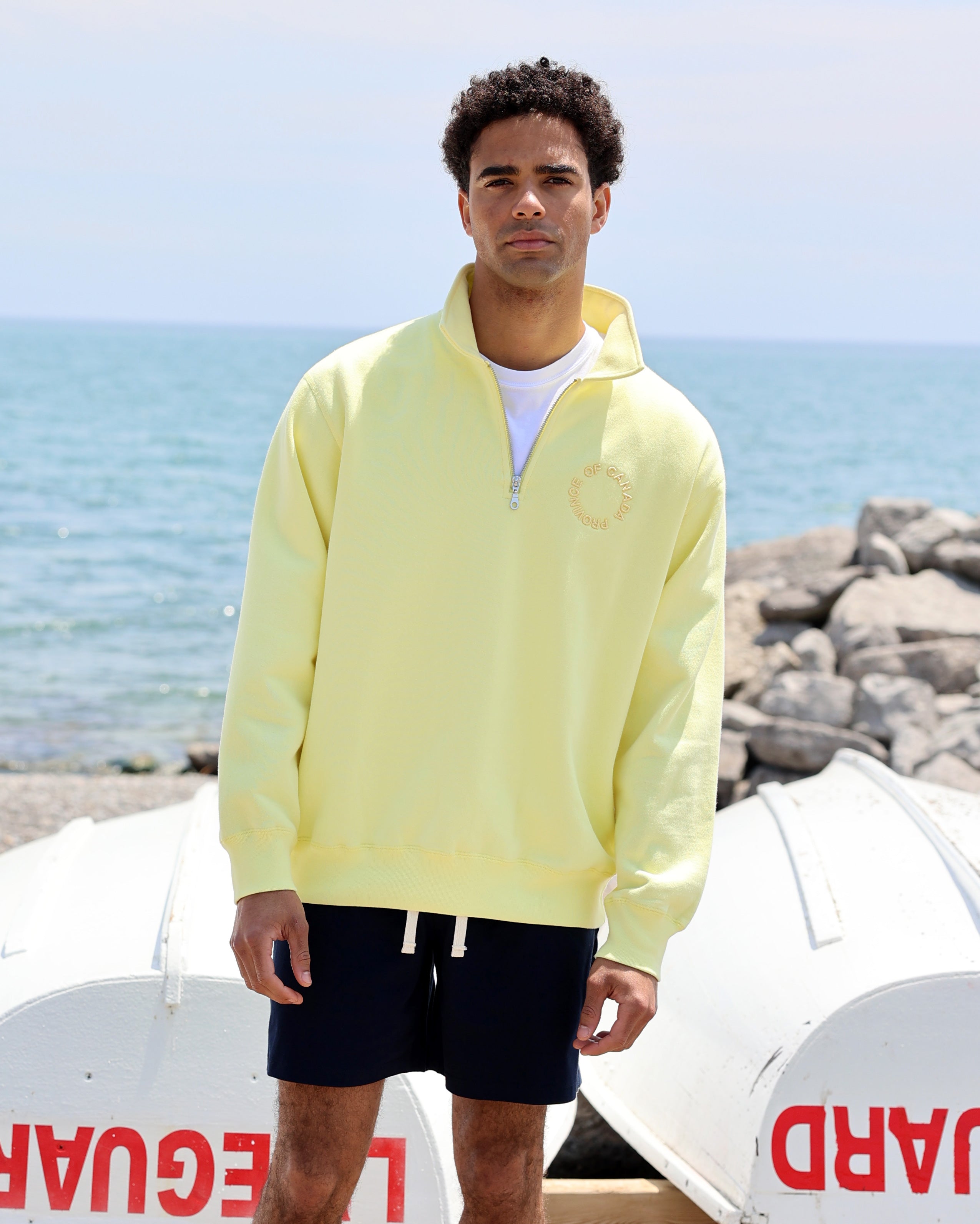 Made in Canada Half Zip Fleece Sweatshirt Lemon - Unisex - Province of Canada