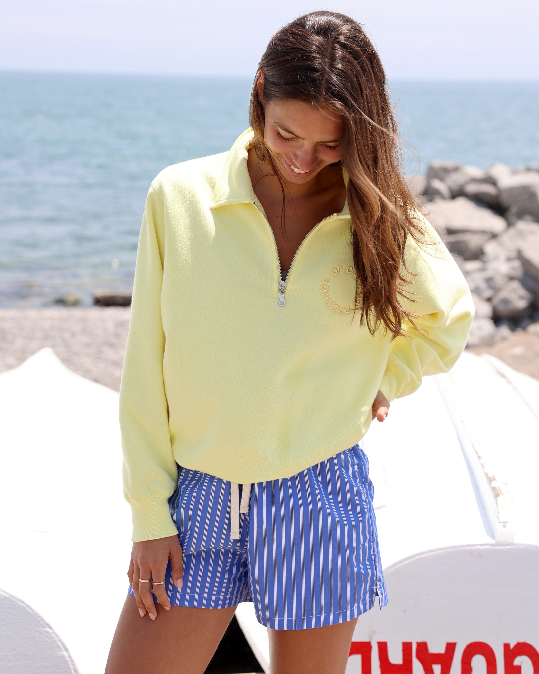 Made in Canada Half Zip Fleece Sweatshirt Lemon - Unisex - Province of Canada