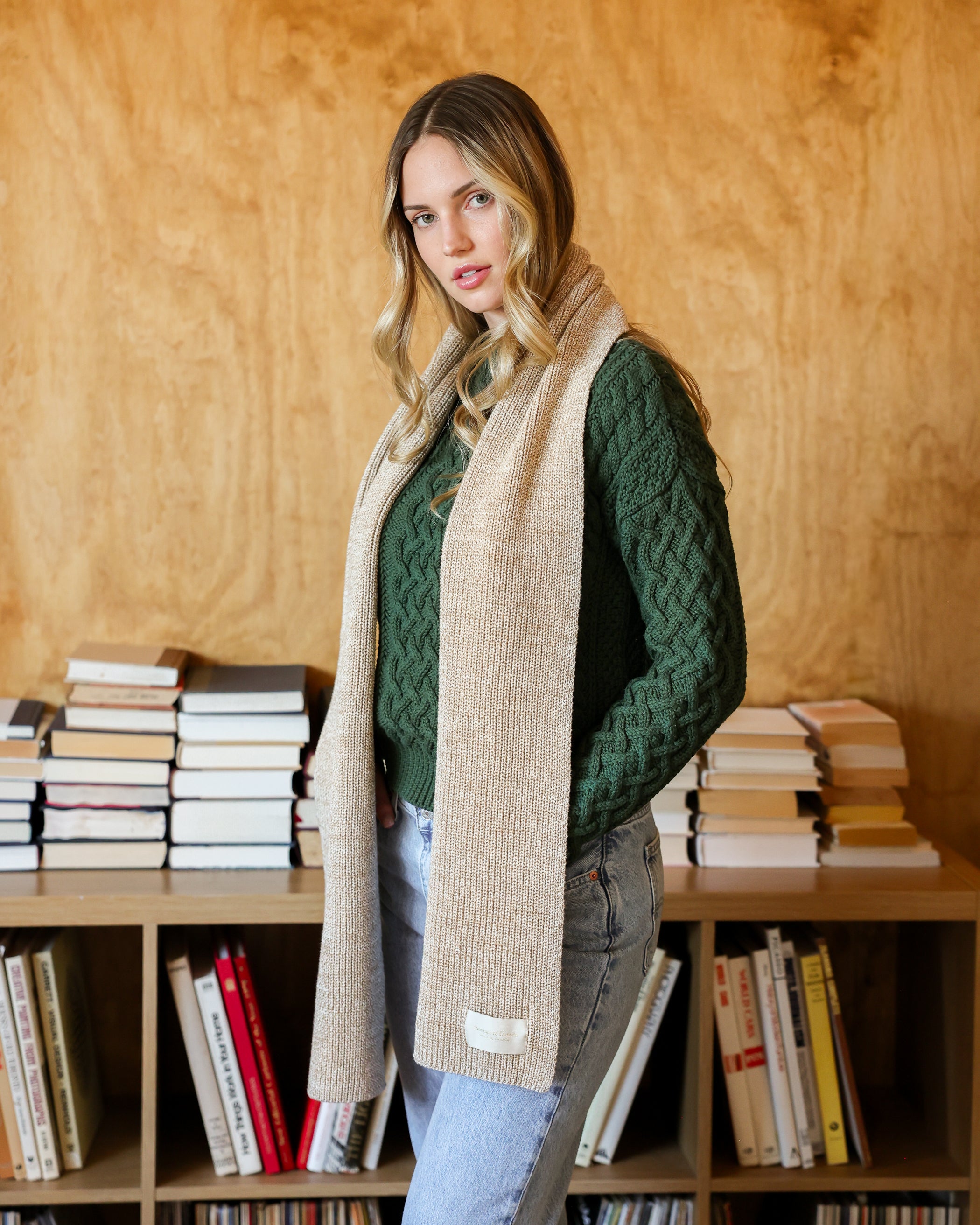 Made in Canada 100% Cotton Cotton Knit Scarf Heather Beige - Province of Canada