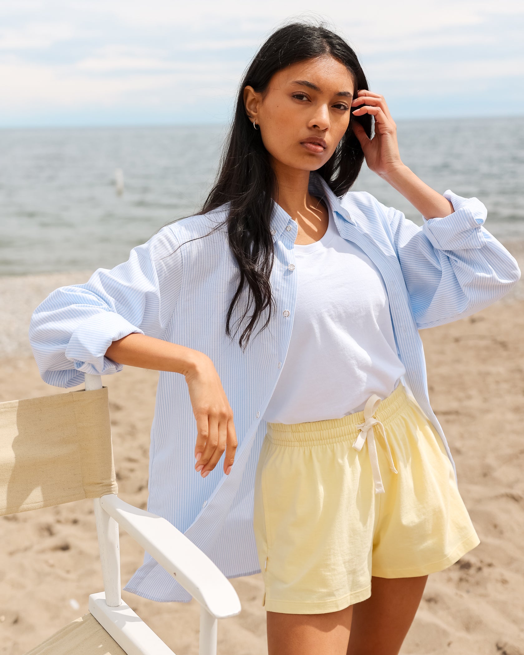 Made in Canada 100% Cotton Oxford Stripe Button Down Shirt Light Blue - Unisex - Province of Canada