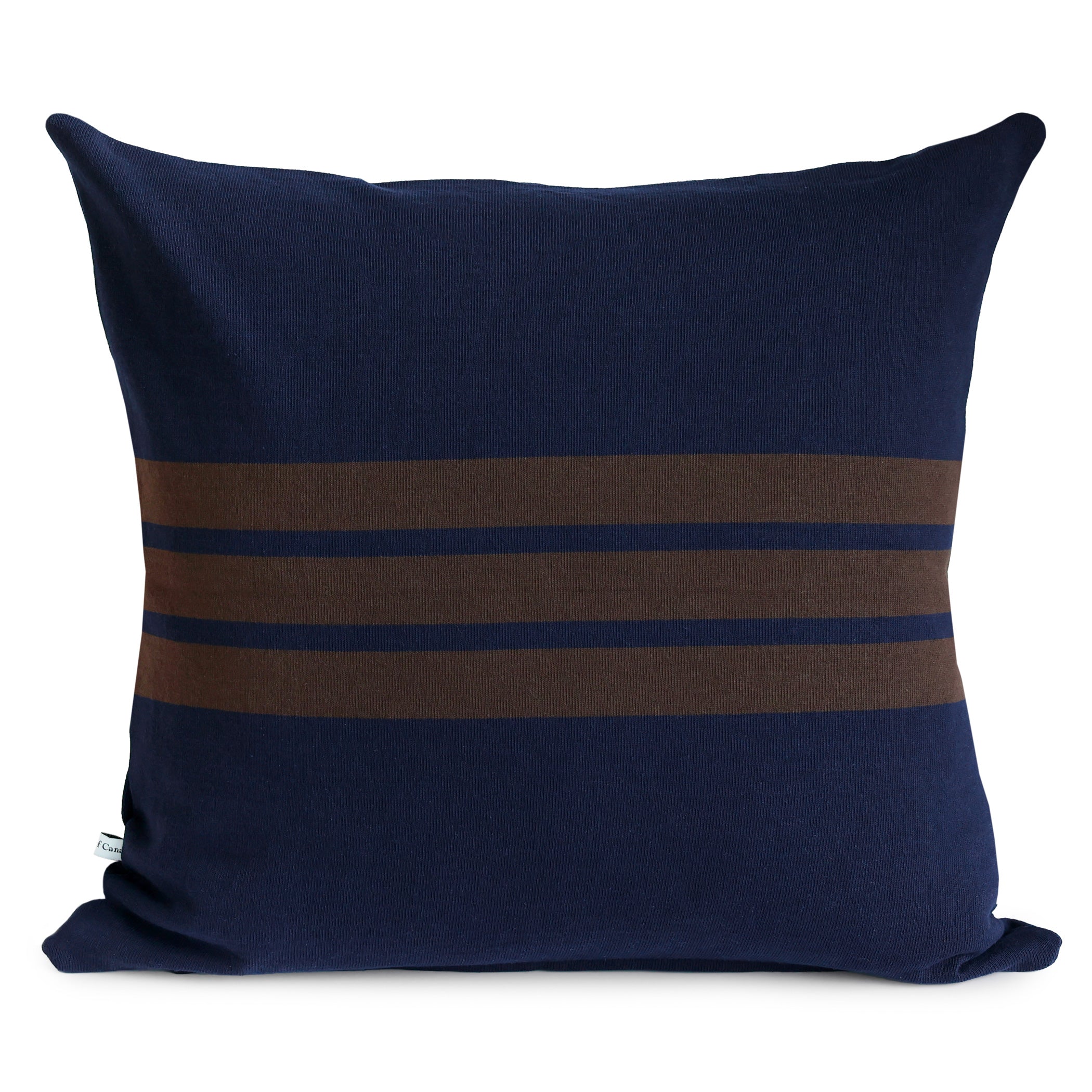 Made in Canada 100% Cotton Brackley Cushion Cover Navy and Brown - Province of Canada