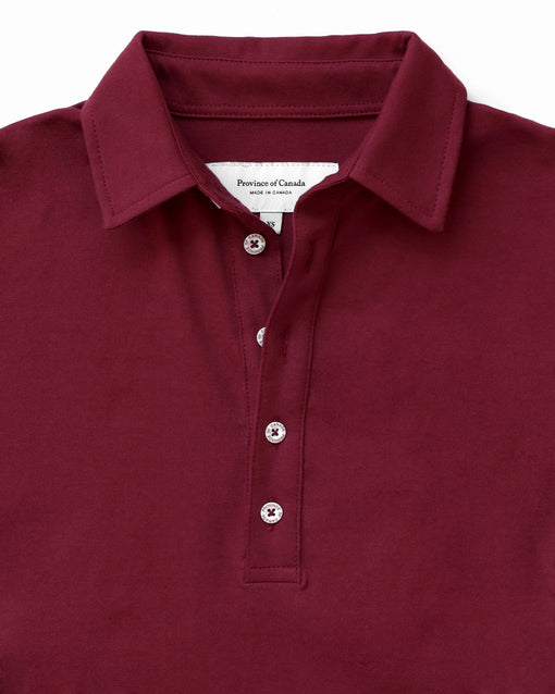 Made in Canada Sunday Polo Long Sleeve Dress Burgundy - Province of Canada