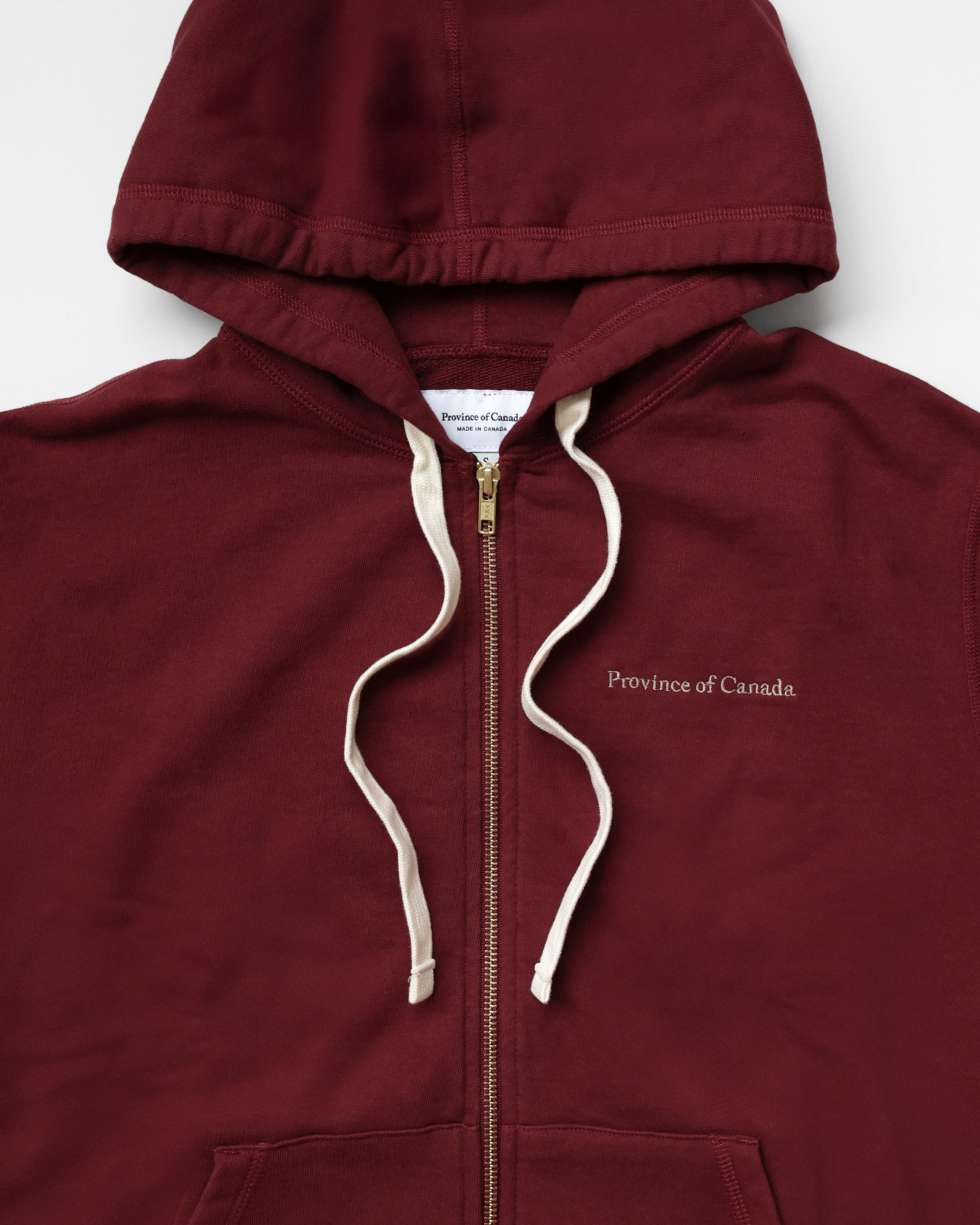 Made in Canada 100% Cotton French Terry Zip Hoodie Burgundy - Unisex - Province of Canada