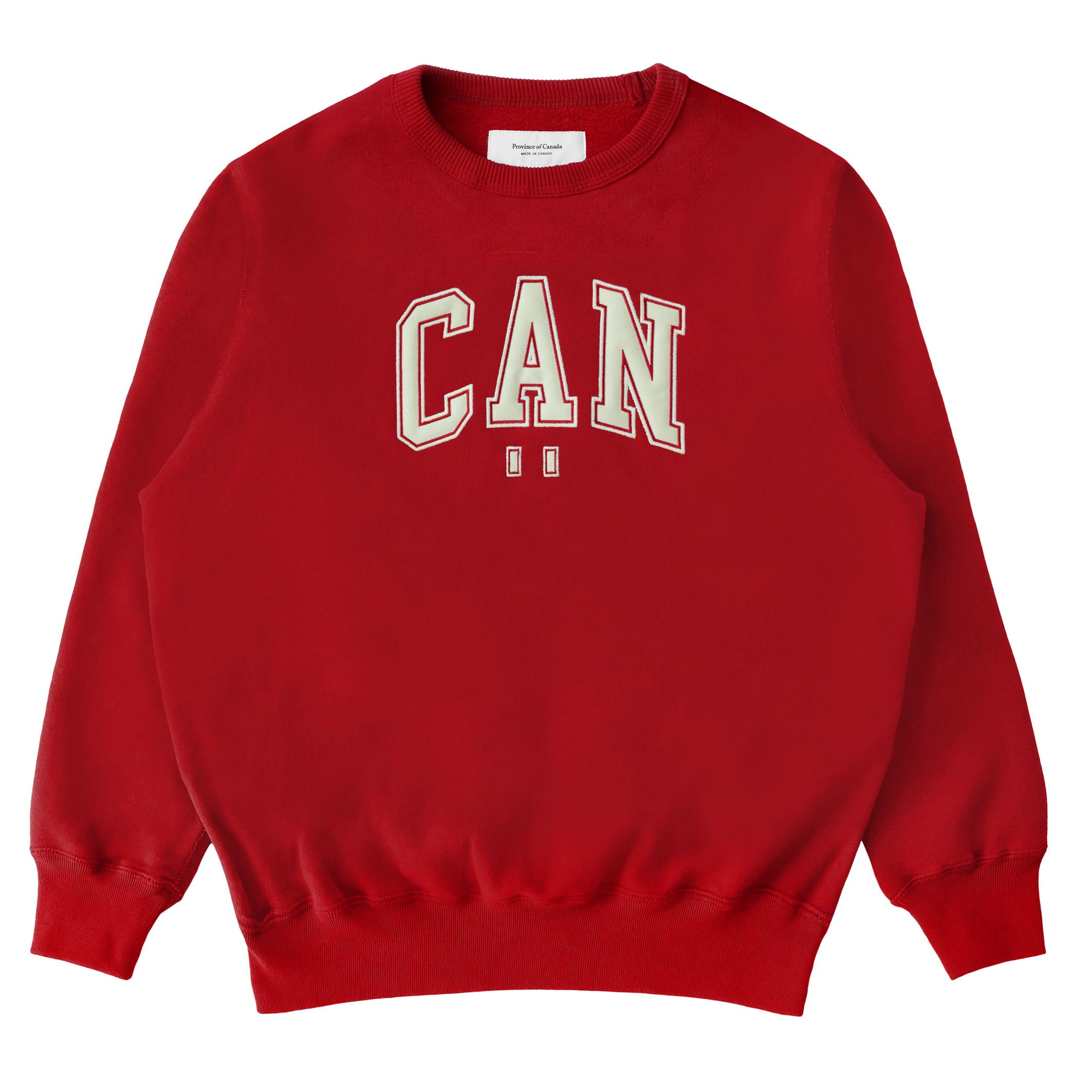100% Cotton Fleece CAN Sweatshirt Red - Unisex - Province of Canada