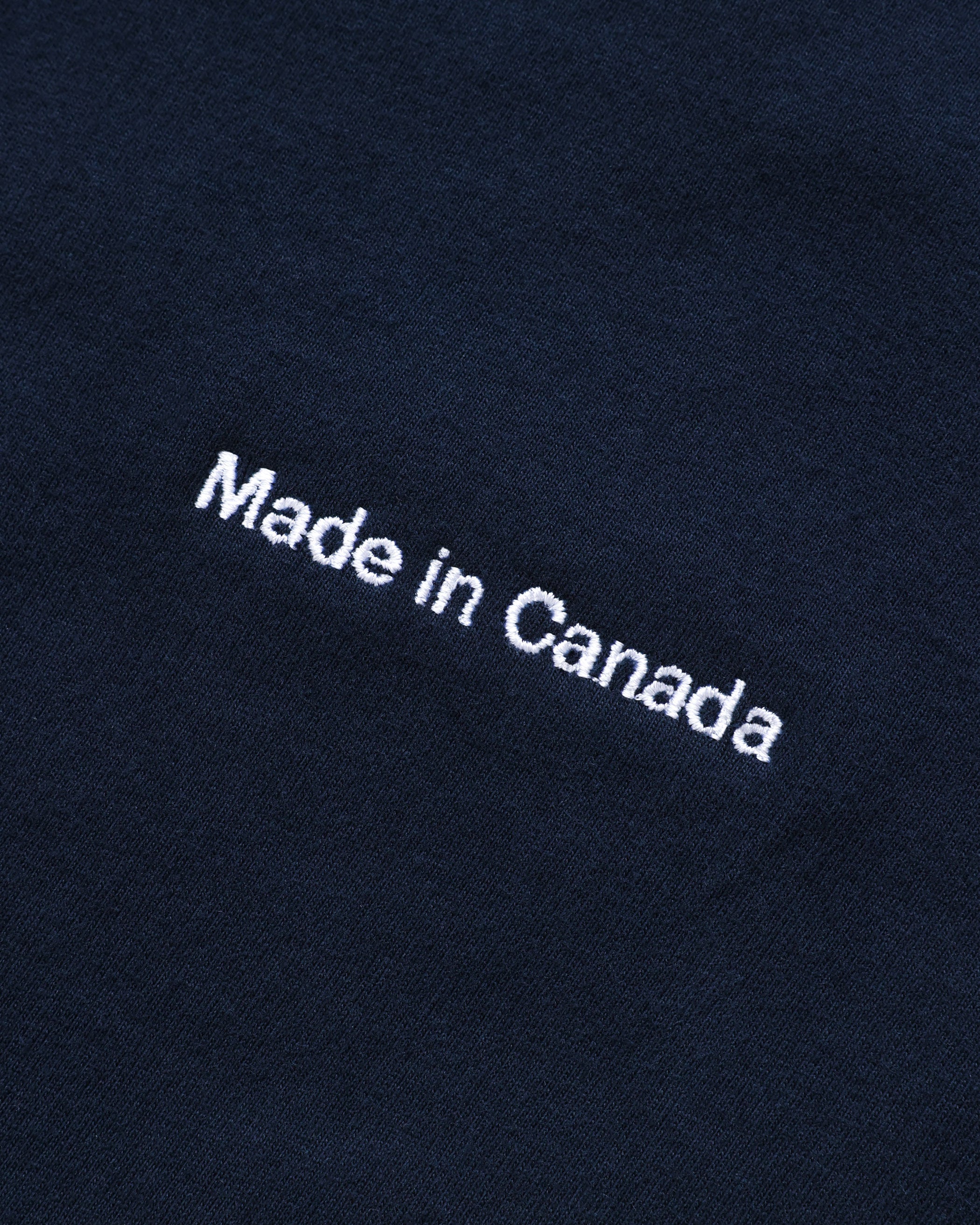 100% Cotton Embroidered Made in Canada Tee Navy - Unisex - Province of Canada