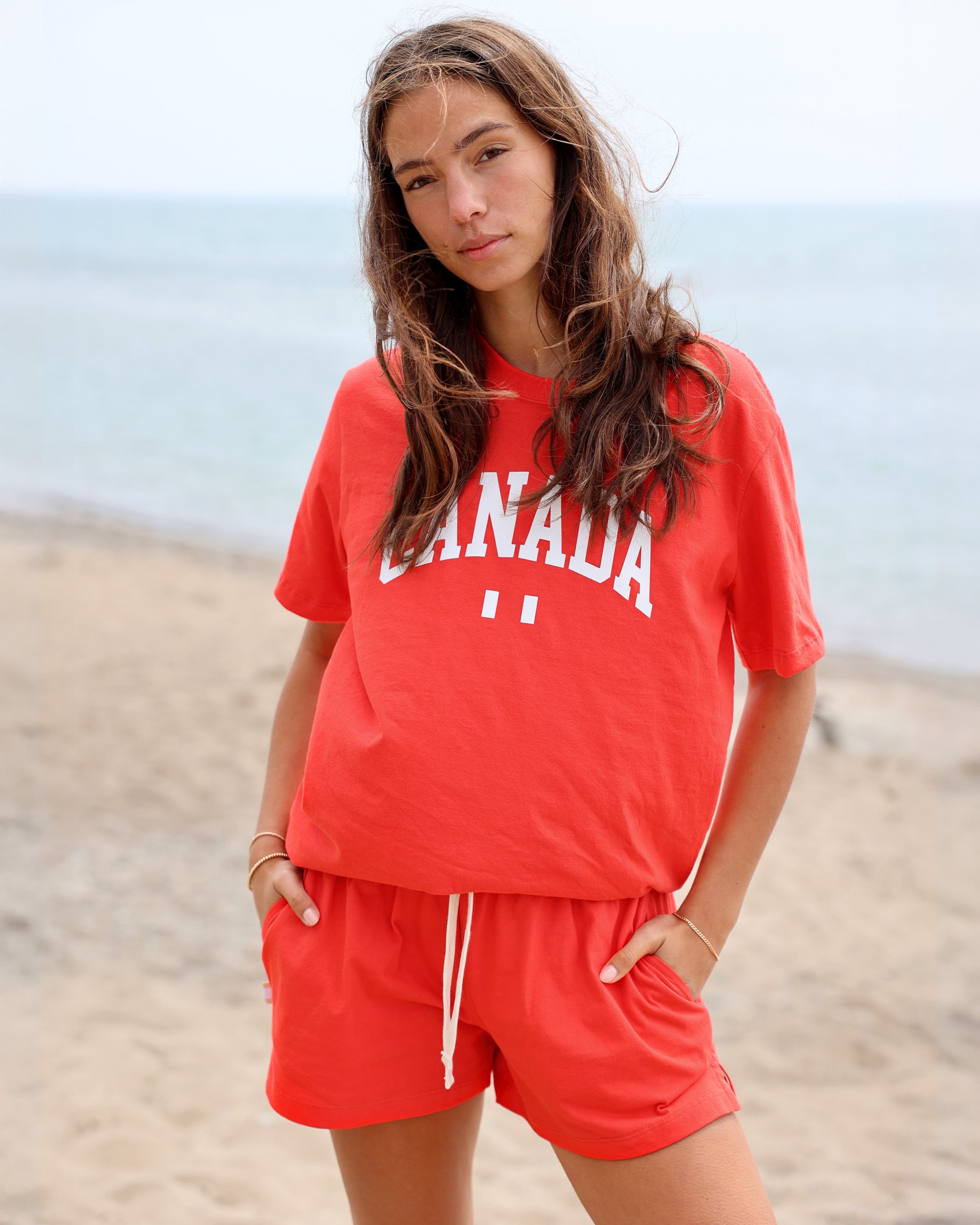 Made in Canada Organic Cotton Canada Day T-Shirt Tee Tart Red - Unisex - Province of Canada
