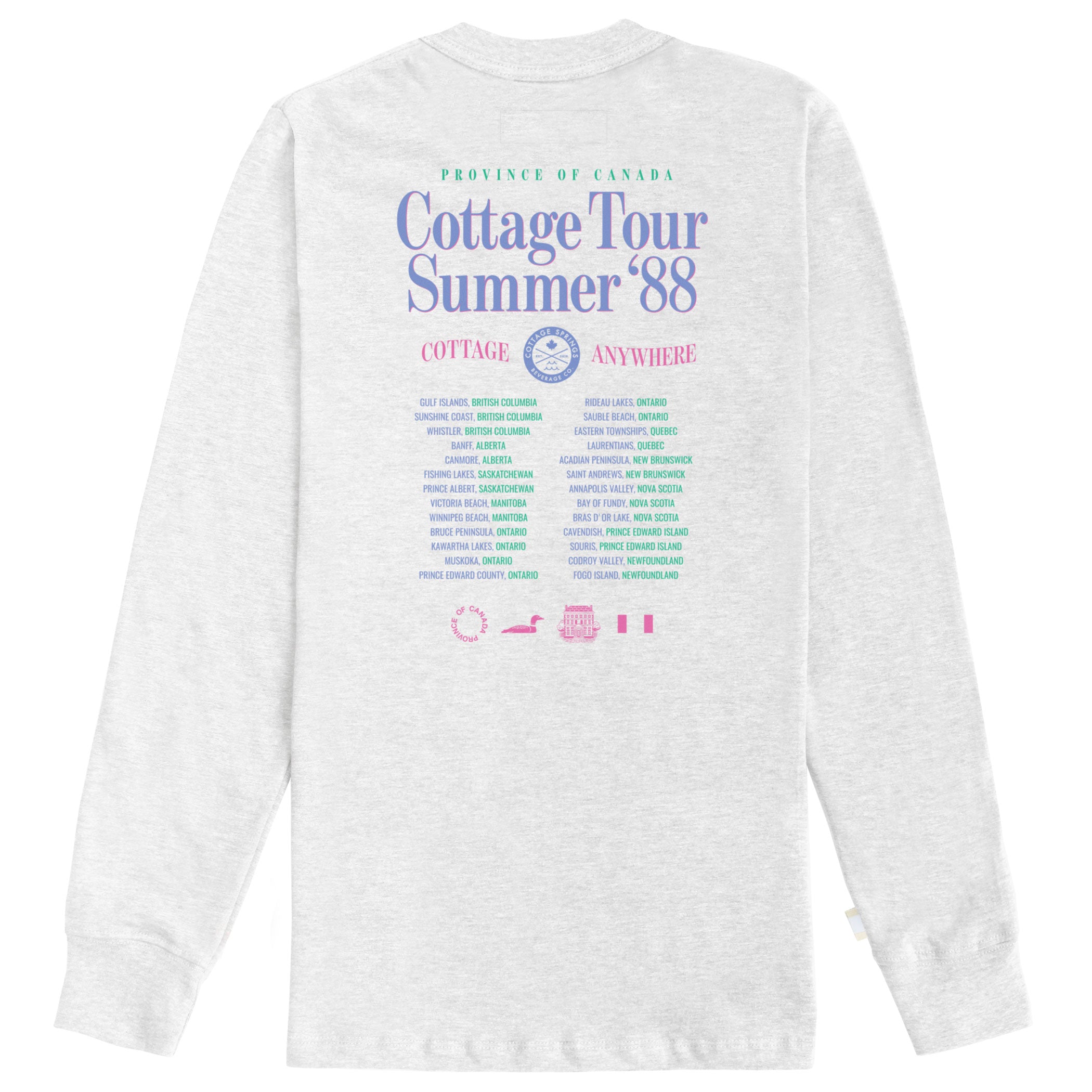Made in Canada 100% Organic Cotton Cottage Tour Long Sleeve Tee Cloud - Unisex - Province of Canada