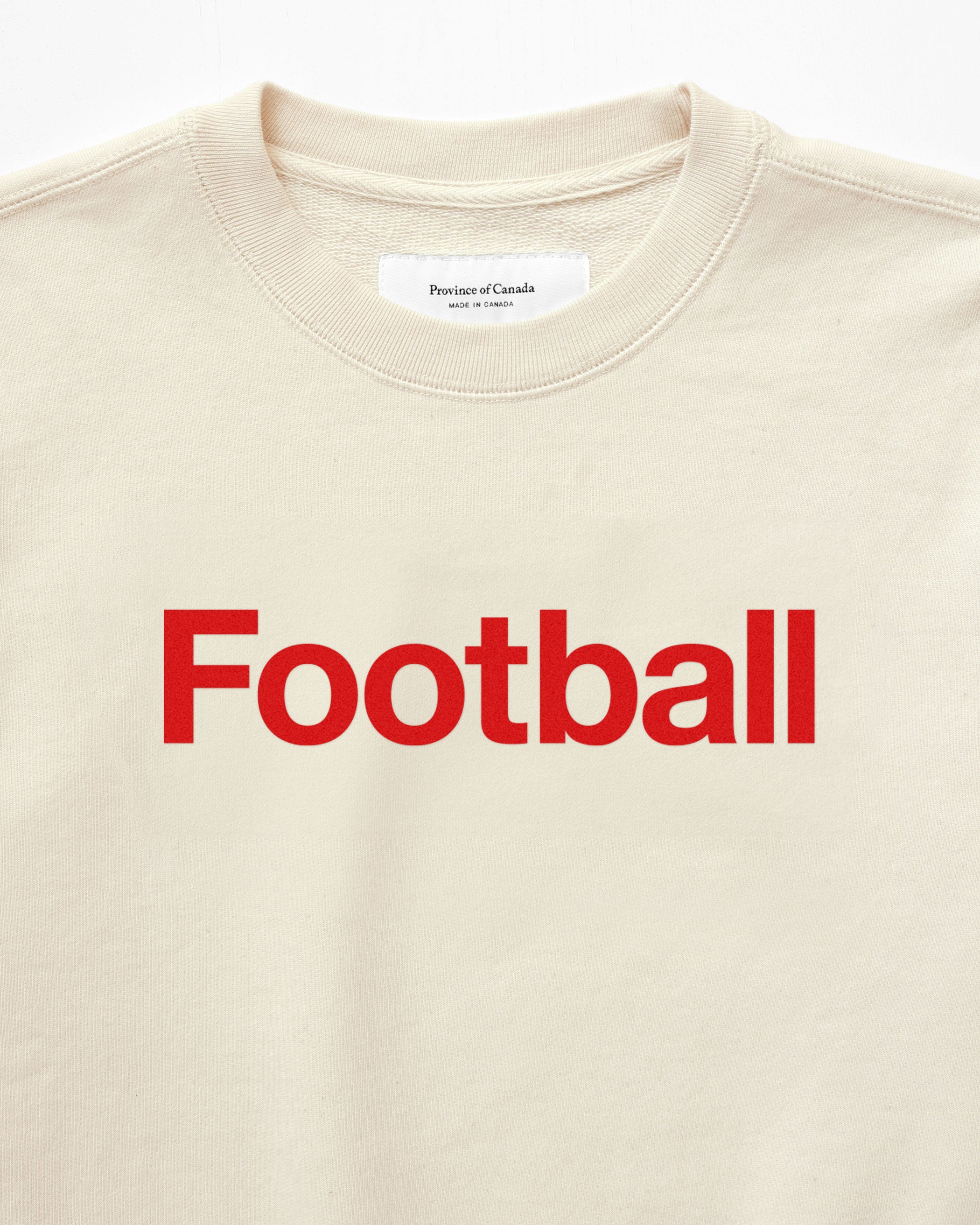 Made in Canada 100% Organic Cotton Football Helvetica Sweatshirt Natural - Unisex - Province of Canada