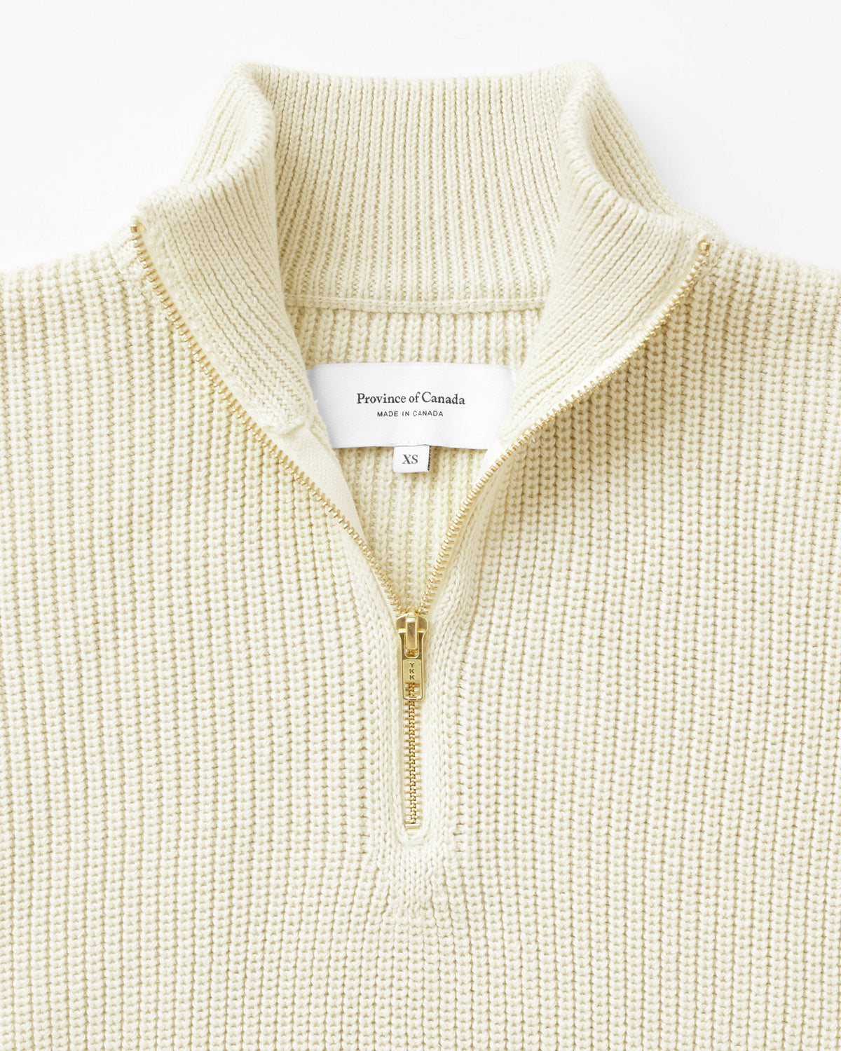 Made in Canada 100% Cotton Knit Half Zip Sweater Cream - Unisex - Province of Canada