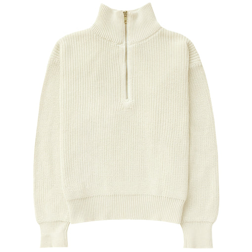 Made in Canada 100% Cotton Knit Half Zip Sweater Cream - Unisex - Province of Canada