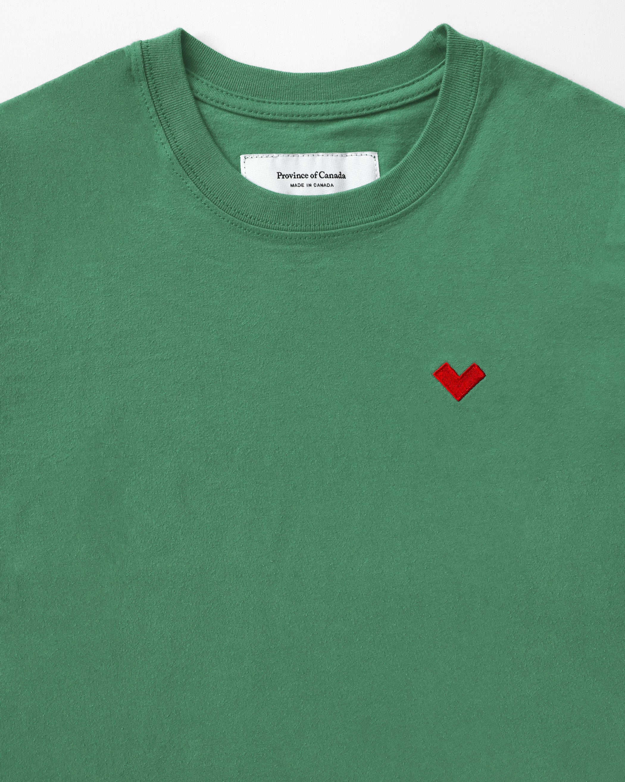 Made in Canada Organic Cotton Heart Tee Green - Unisex - Province of Canada