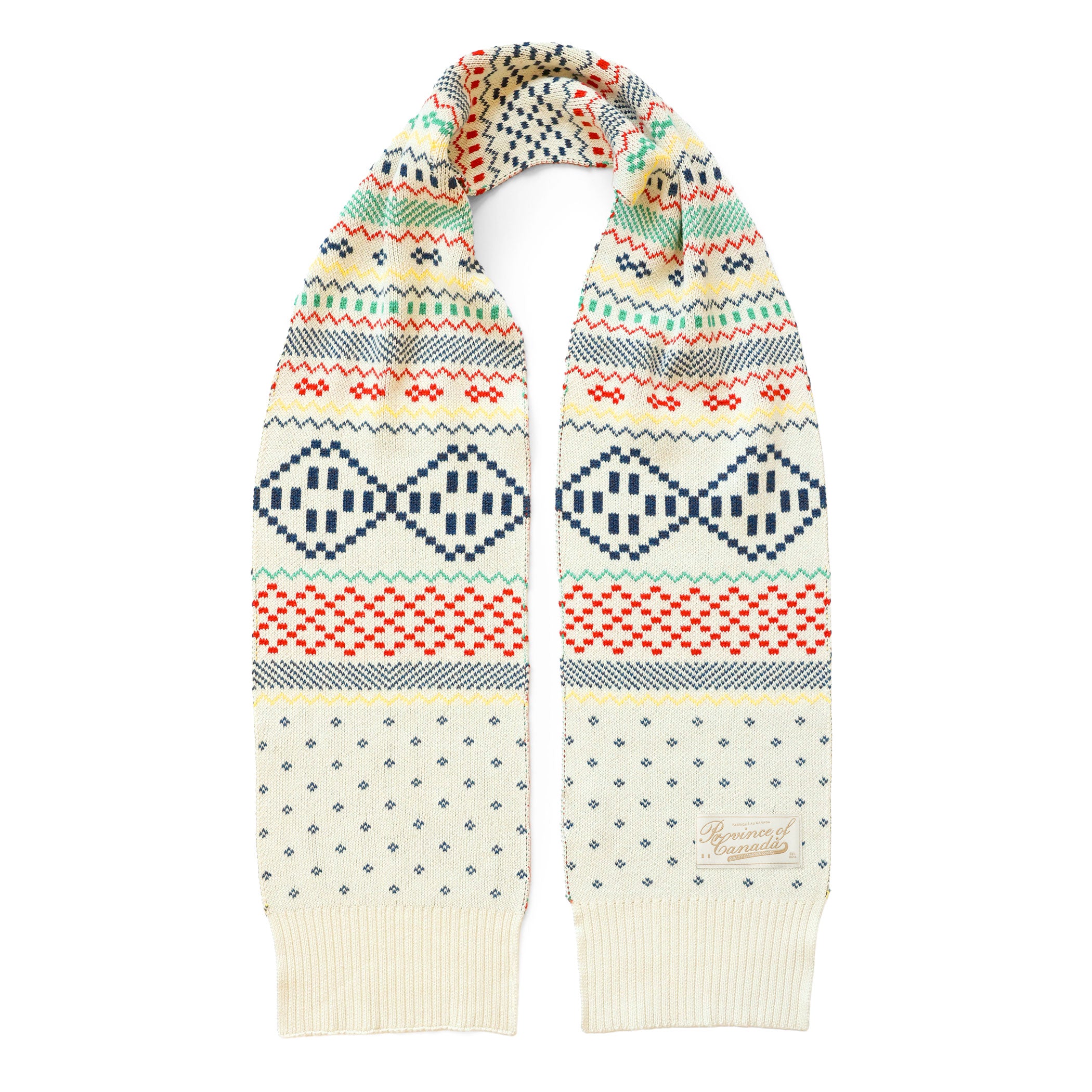 Made in Canada 100% Cotton Fair Isle Cotton Knit Scarf - Province of Canada