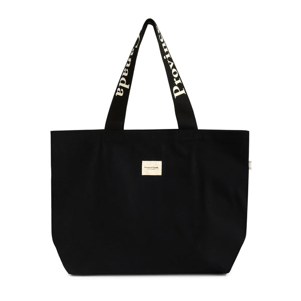 100% Cotton Made in Canada Large Wordmark Tote Bag Black - Province of Canada