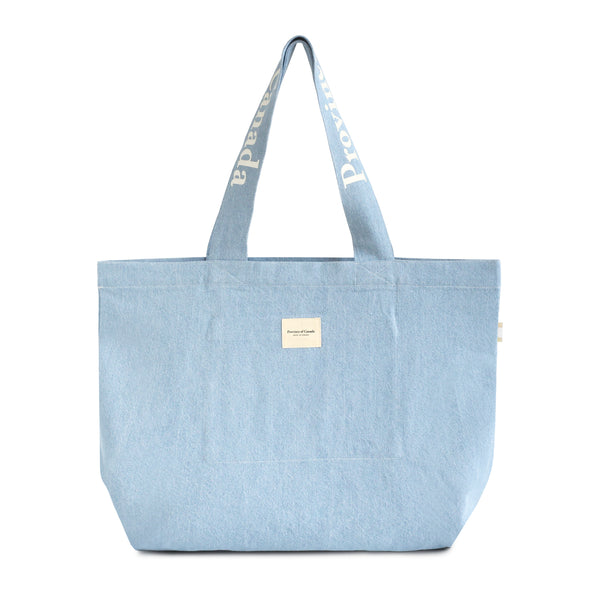 100% Cotton Made in Canada Large Wordmark Tote Bag Denim - Province of Canada