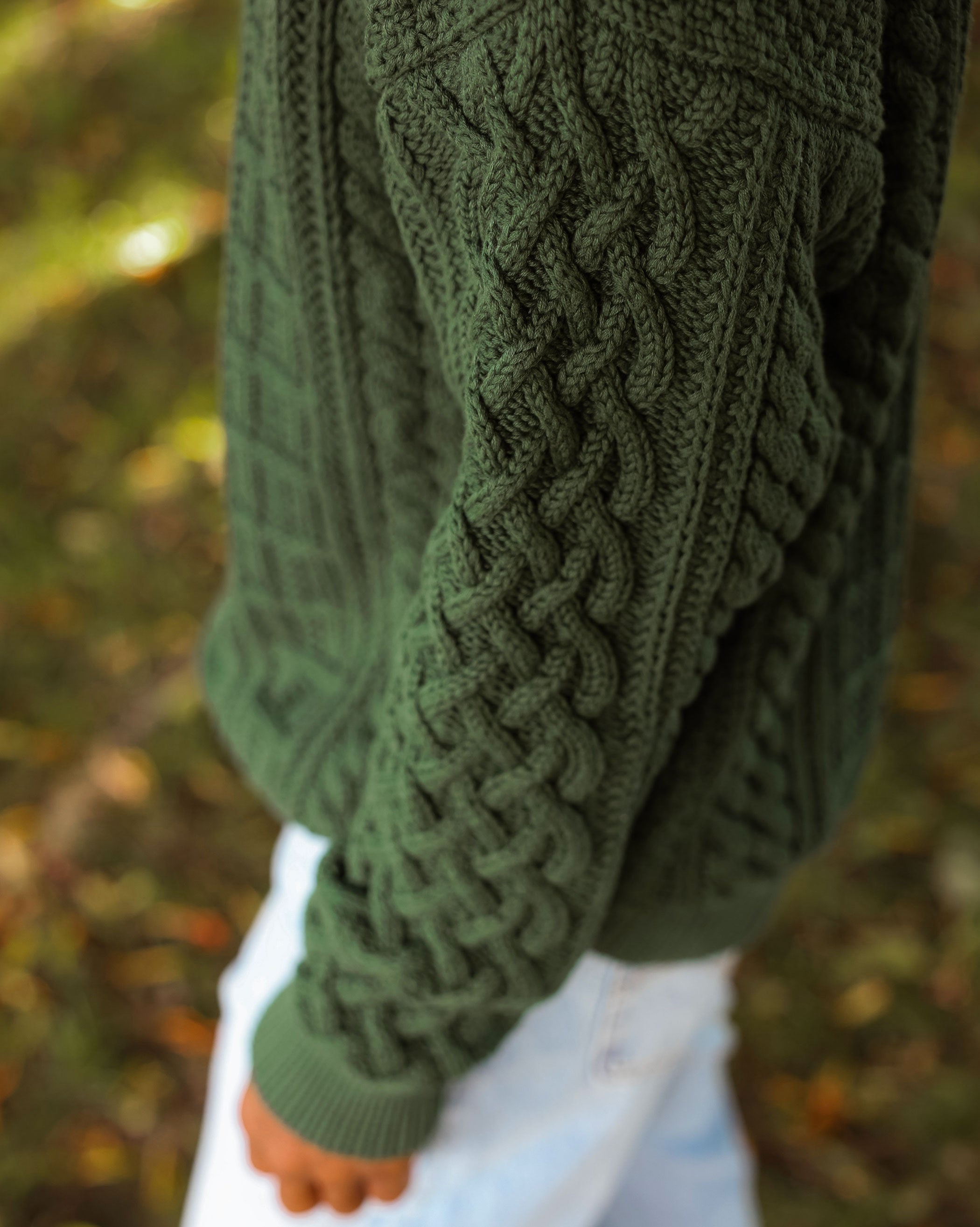 Made in Canada 100% Cotton Ivy Cable Knit Sweater Forest Green - Unisex - Province of Canada