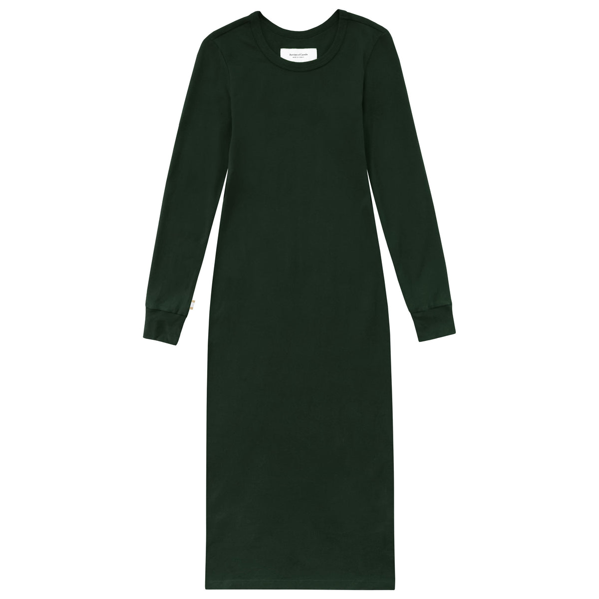 Fine Ribbed Long Sleeve Dress Forest - Made in Canada - Province of Canada