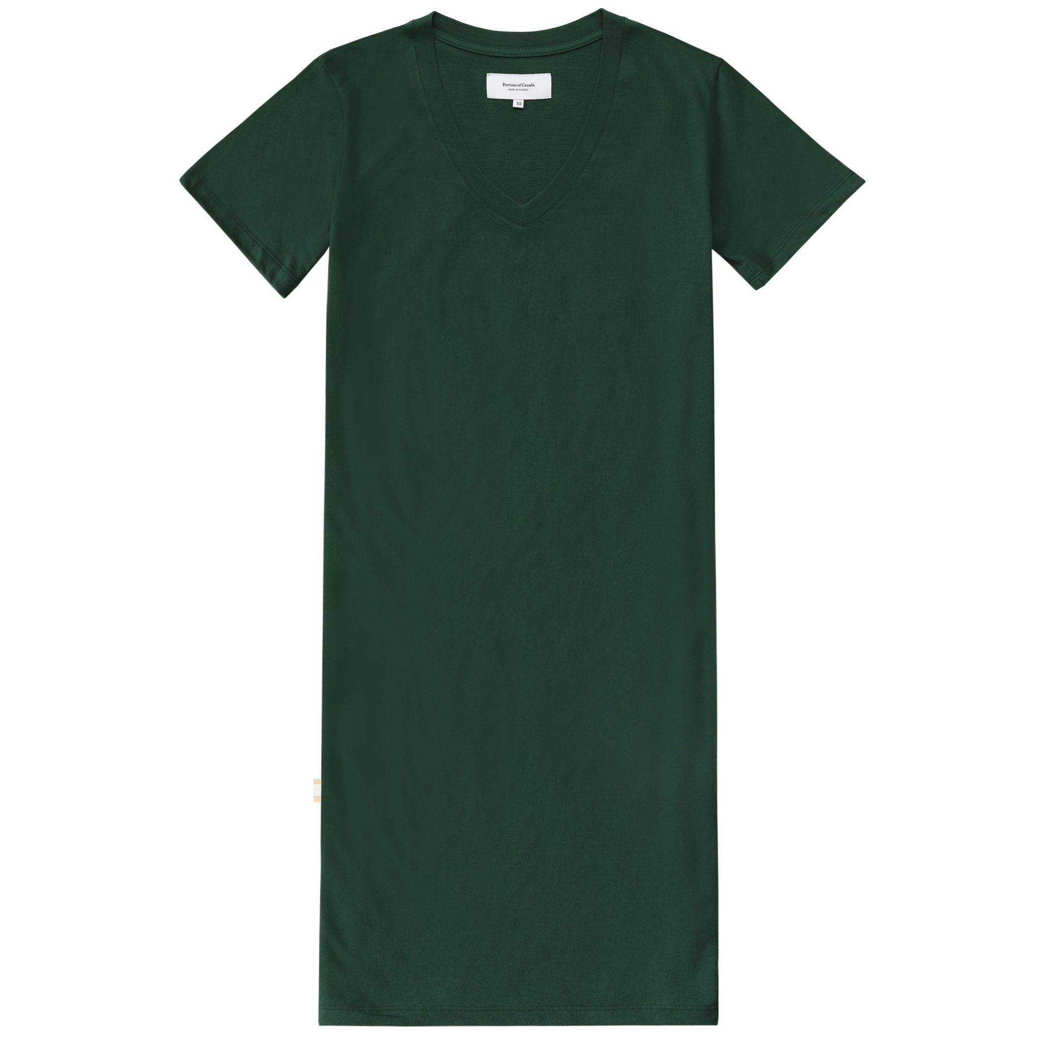 Made in Canada 100% Certified Organic Cotton V-Neck Midi T-Shirt Dress Forest - Province of Canada