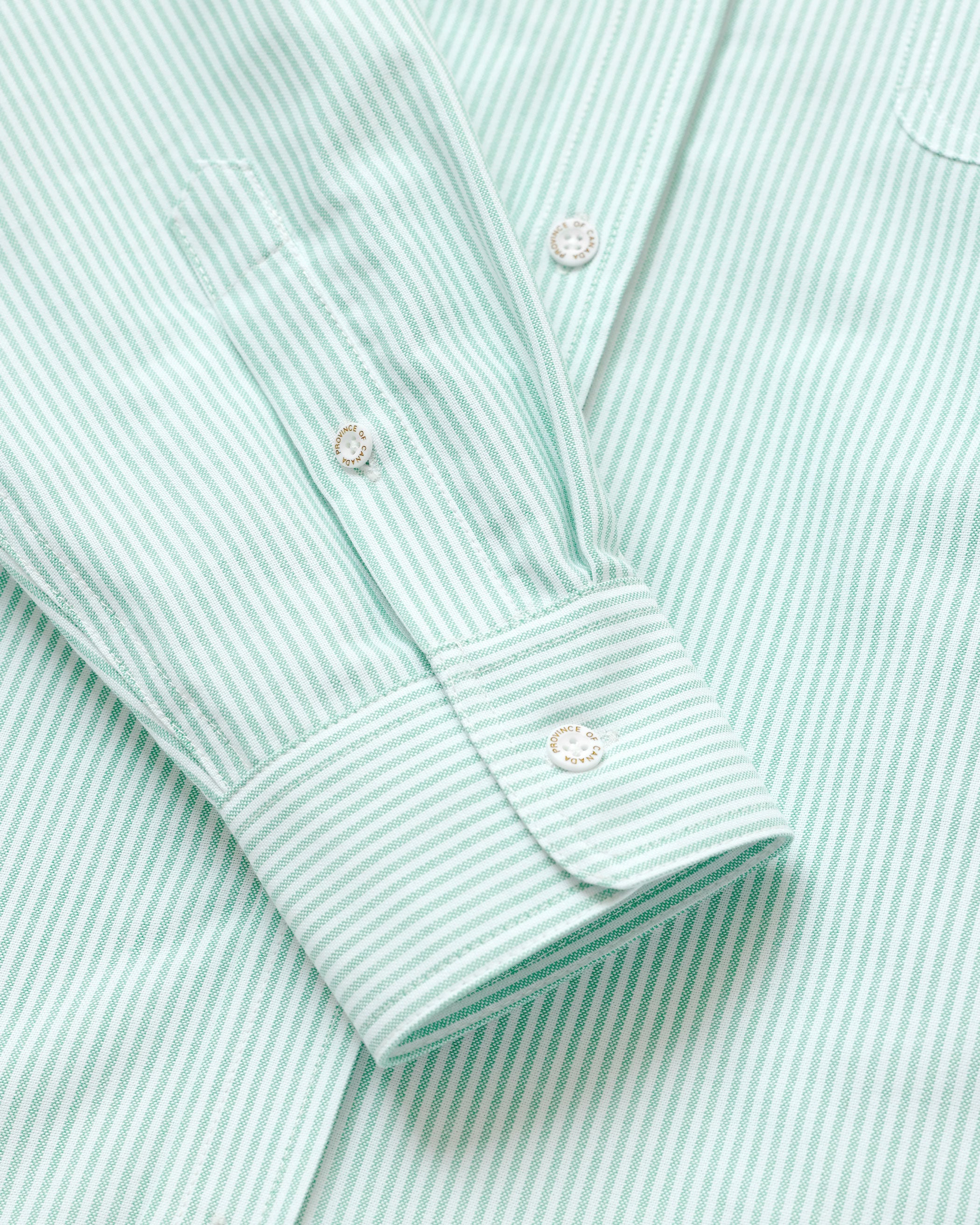 Made in Canada 100% Cotton Oxford Stripe Button Down Shirt Green - Unisex - Province of Canada