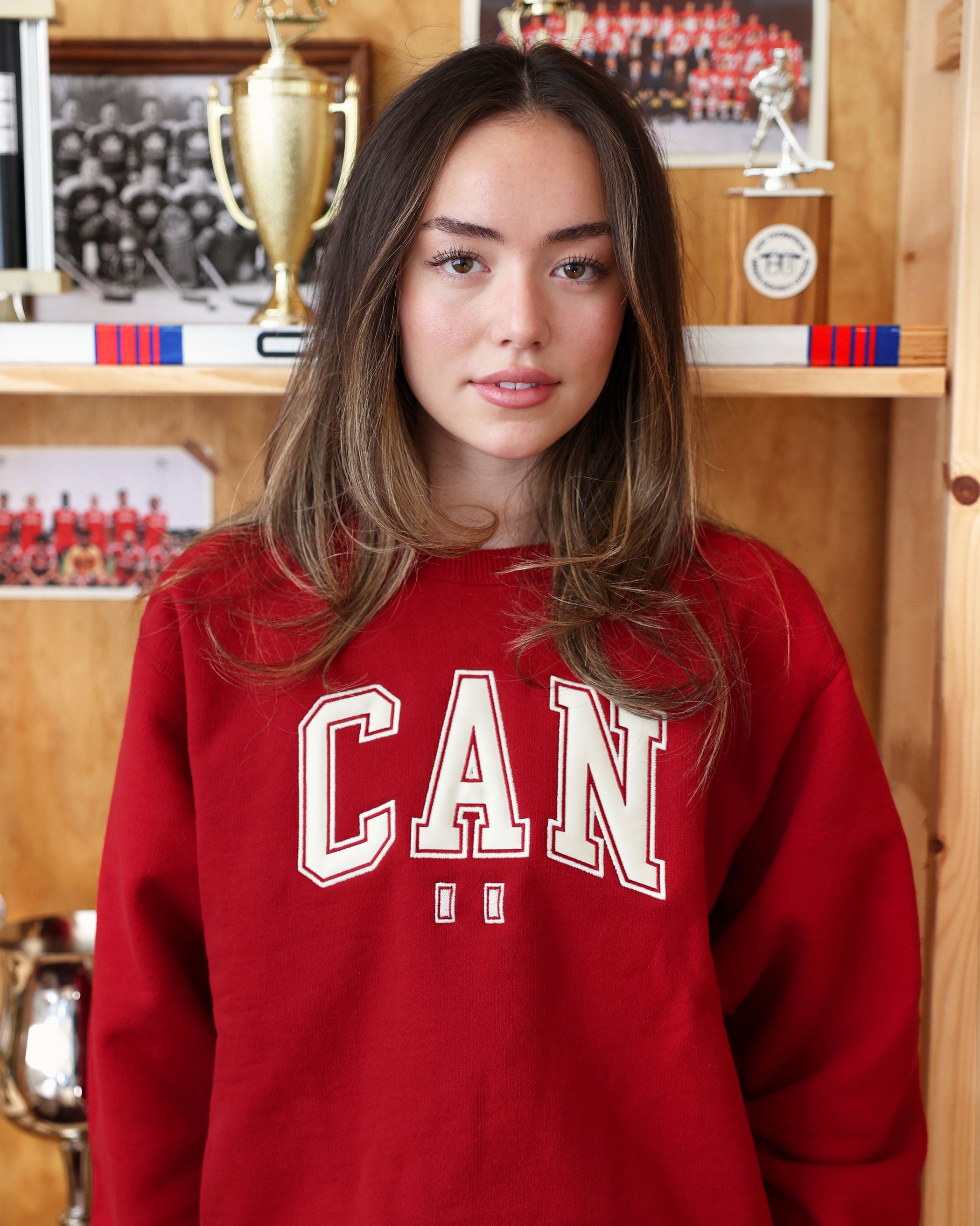 100% Cotton Fleece CAN Sweatshirt Red - Unisex - Province of Canada