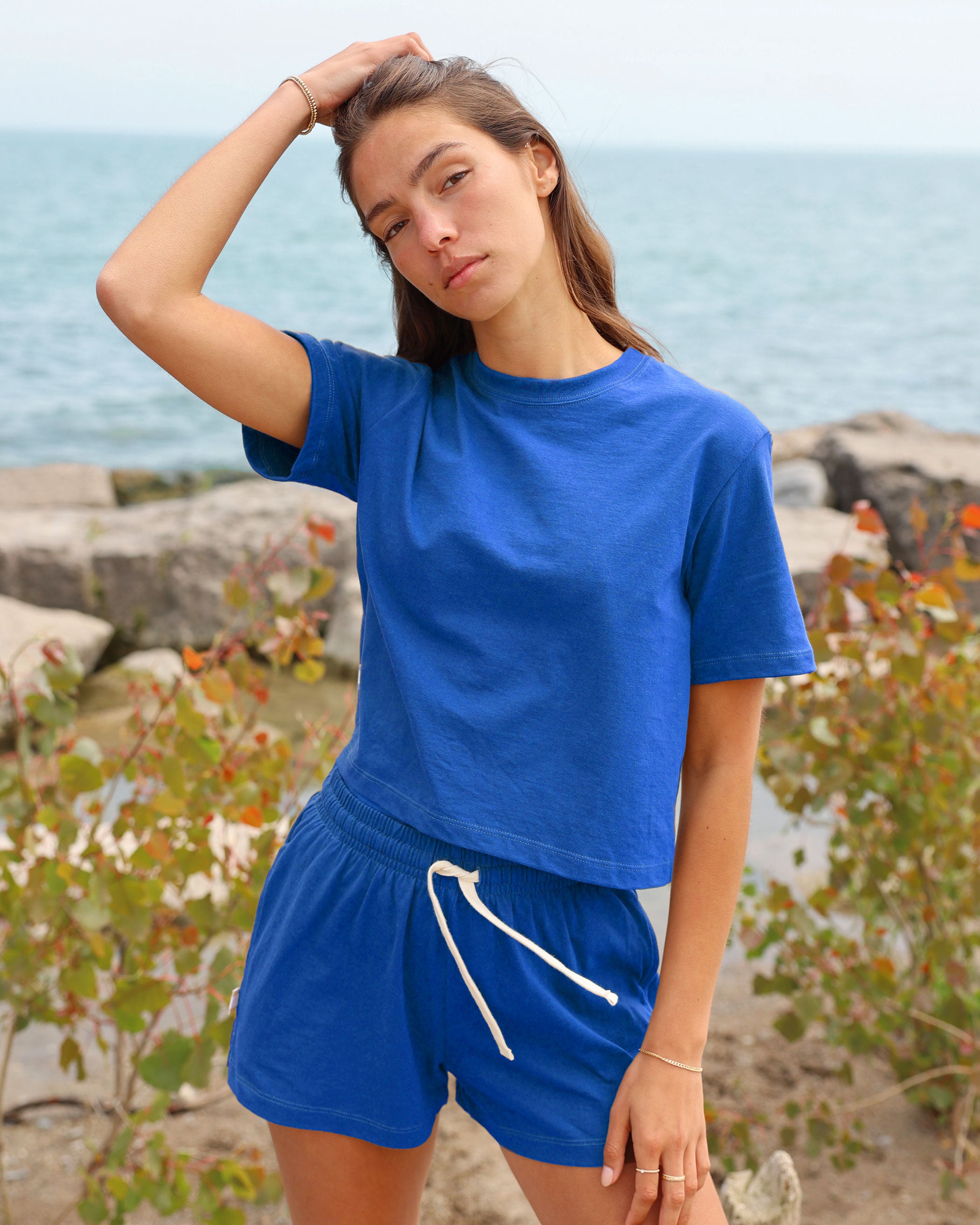 Made in Canada 100% Organic Cotton Monday Crop Top Royal Blue - Unisex - Province of Canada