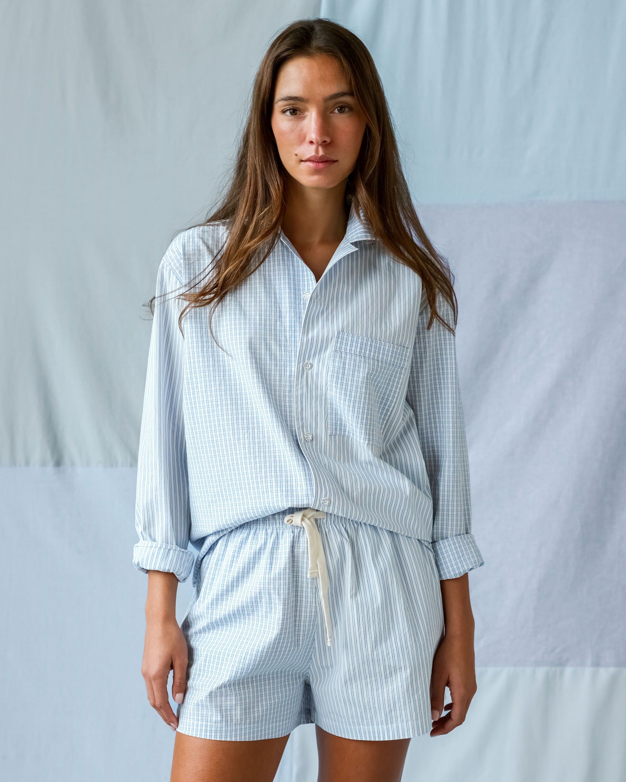 Made in Canada 100% Cotton Pyjama Short Blue Patchwork - Womens - Province of Canada