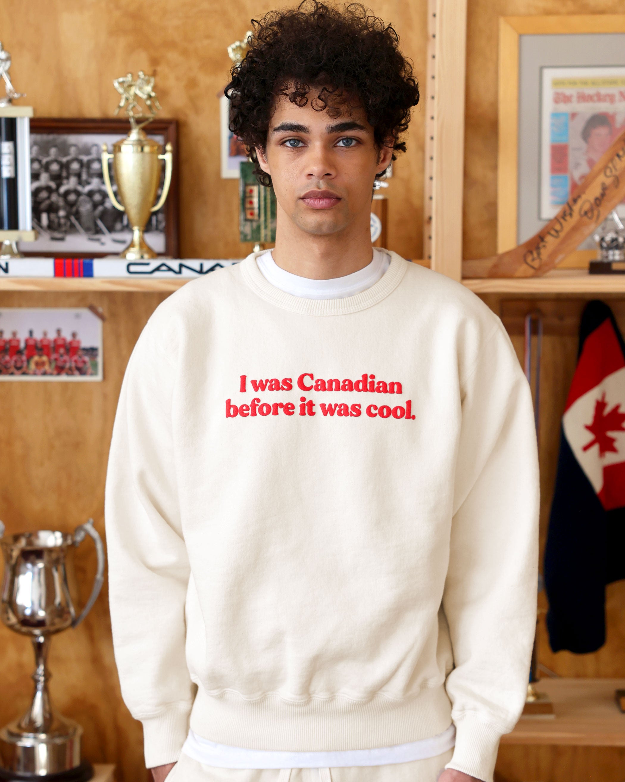 Made in Canada Fleece Cool Canadian Sweatshirt Cream - Unisex - Province of Canada