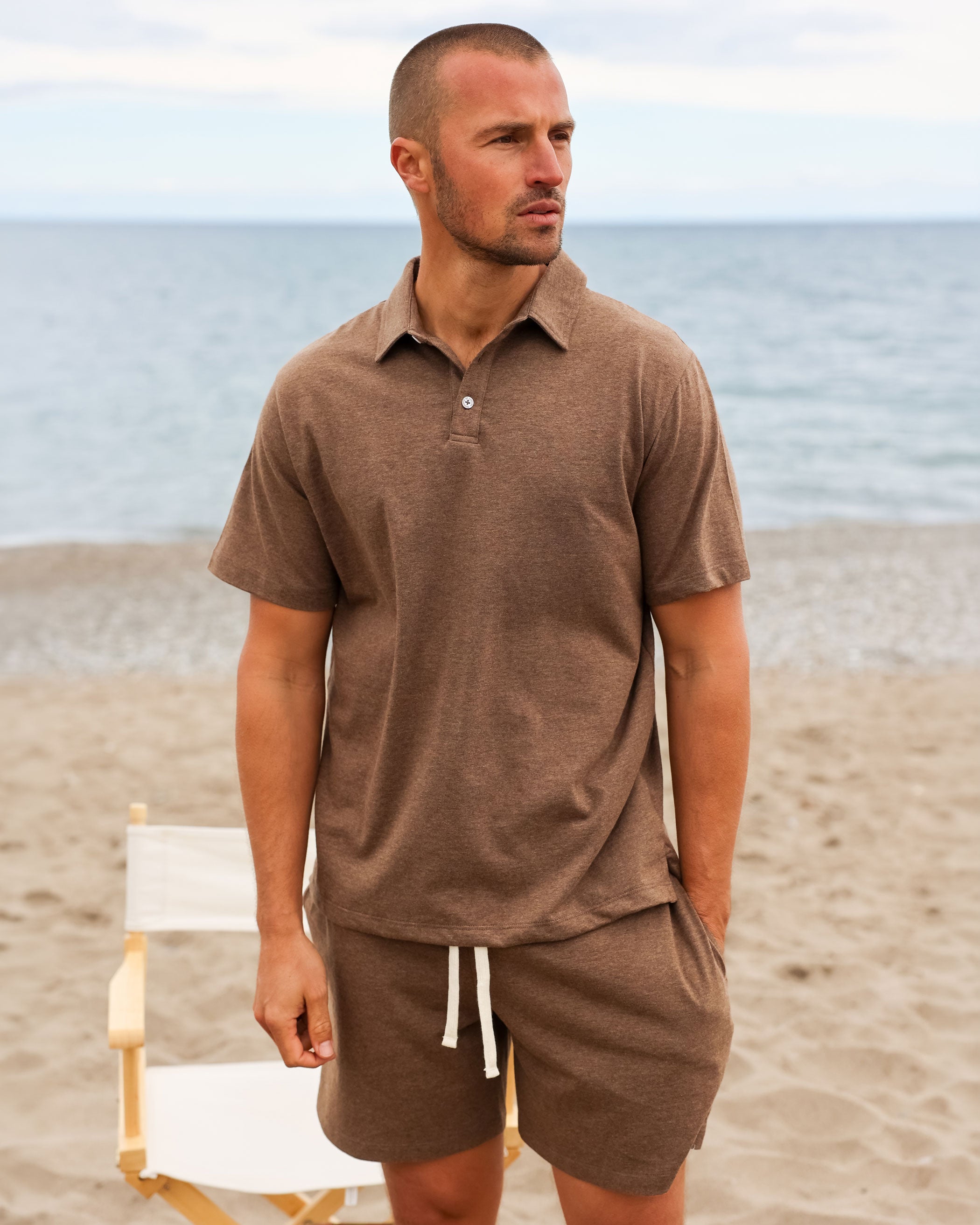 Made in Canada Sunday Polo Shirt Heather Brown - Province of Canada