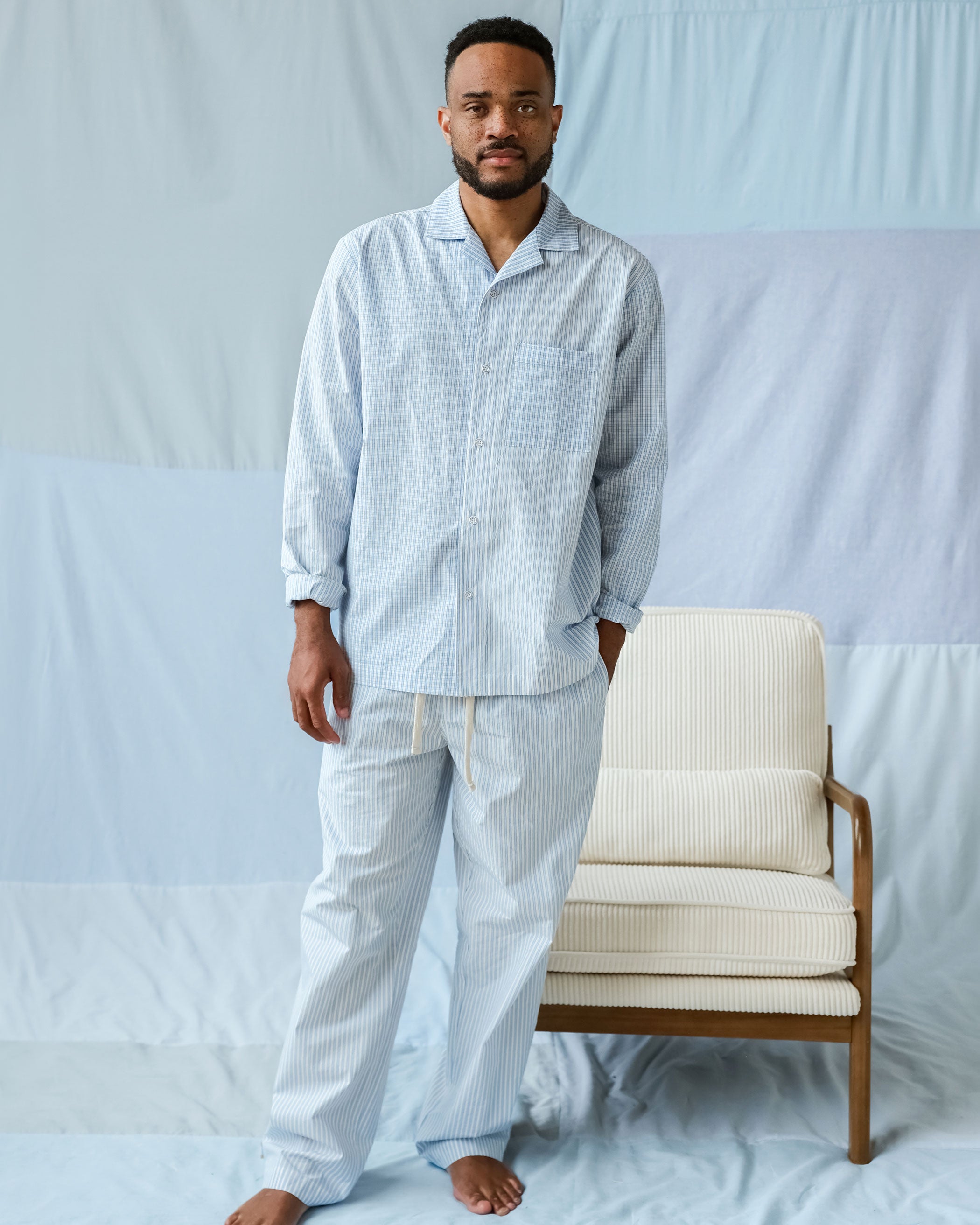 Made in Canada 100% Cotton Pyjama Pant Blue Stripe - Unisex - Province of Canada