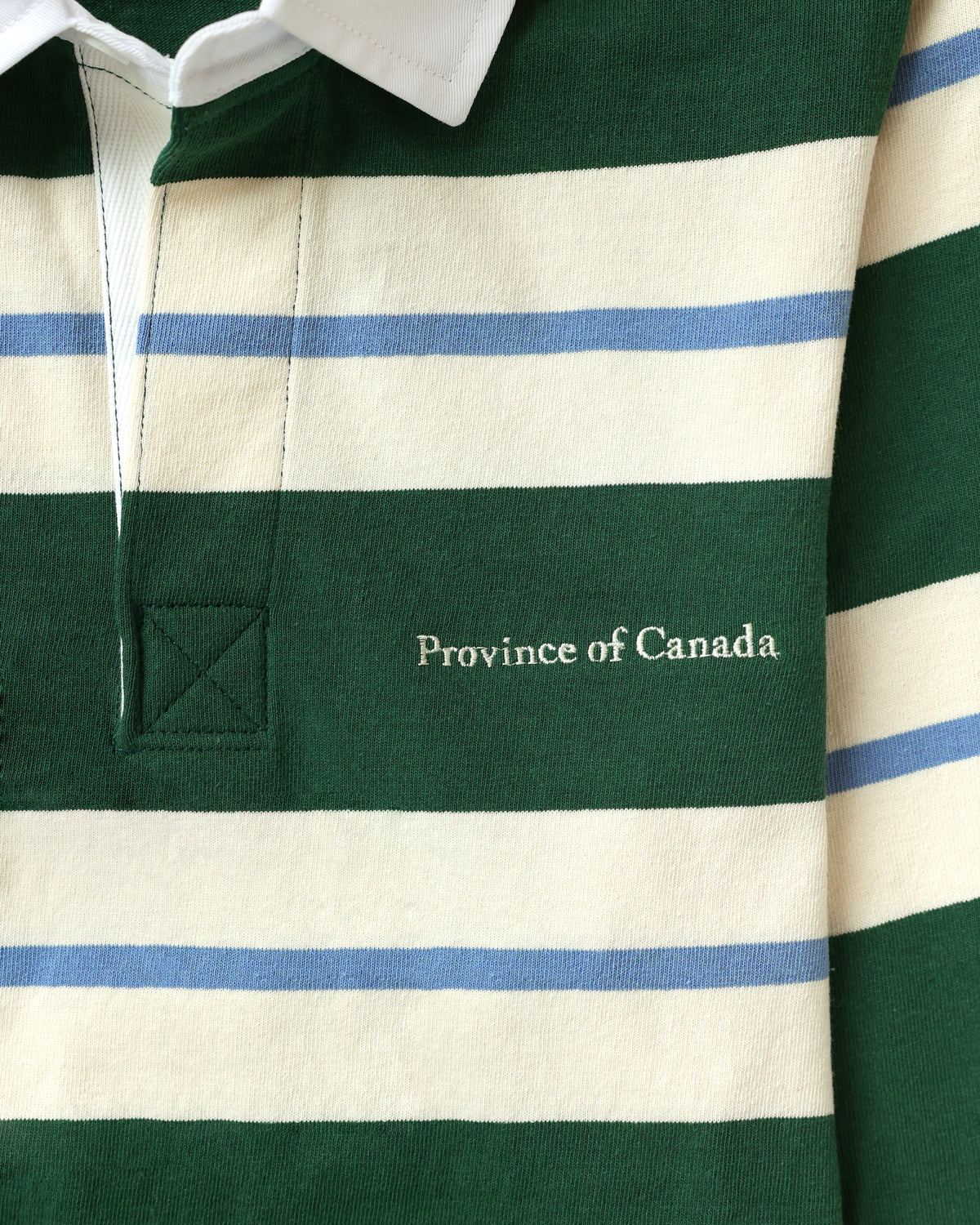 Made in Canada - Green Blue Stripe Hollis Rugby Shirt - Unisex - Province of Canada