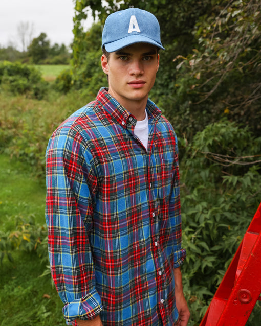 Made in Canada 100% Cotton Juniper Plaid Flannel Shirt Blue Green Red Yellow - Unisex - Province of Canada