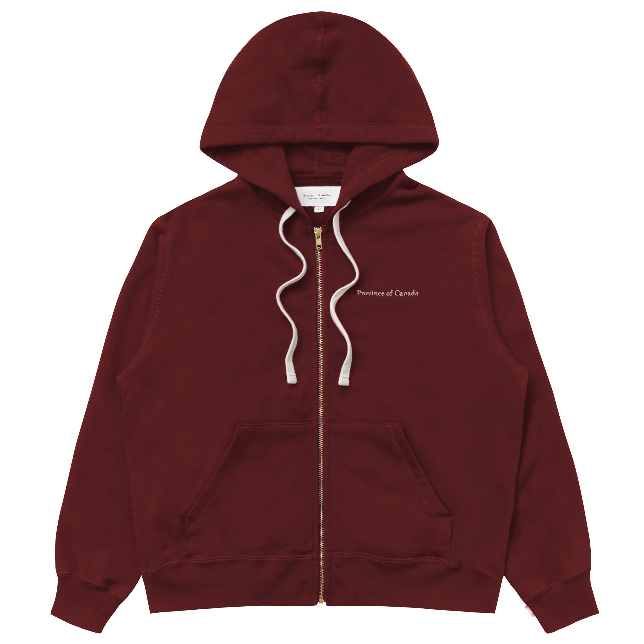 Made in Canada 100% Cotton French Terry Zip Hoodie Burgundy - Unisex - Province of Canada