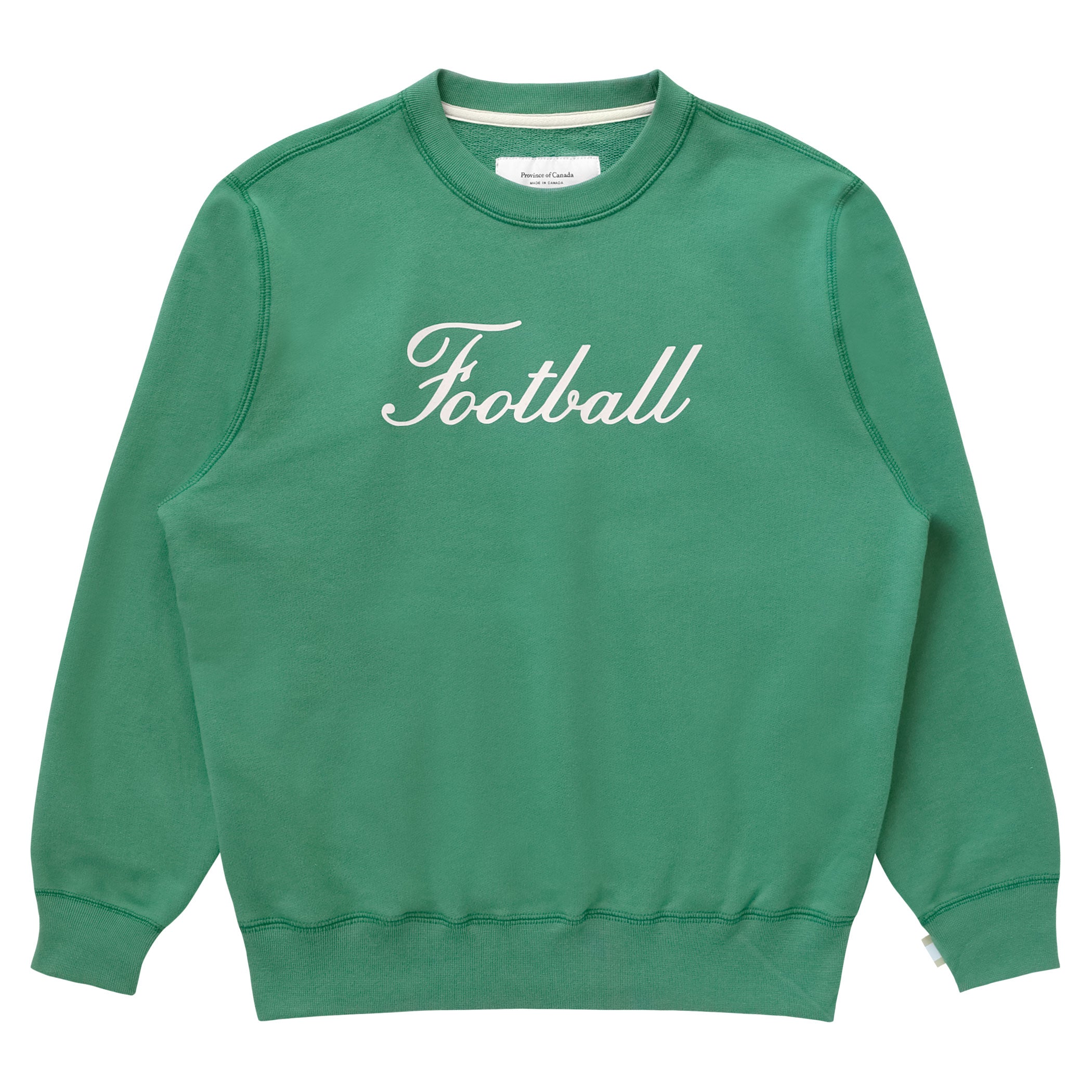Made in Canada 100% Organic Cotton Football Script Sweatshirt Green - Unisex - Province of Canada