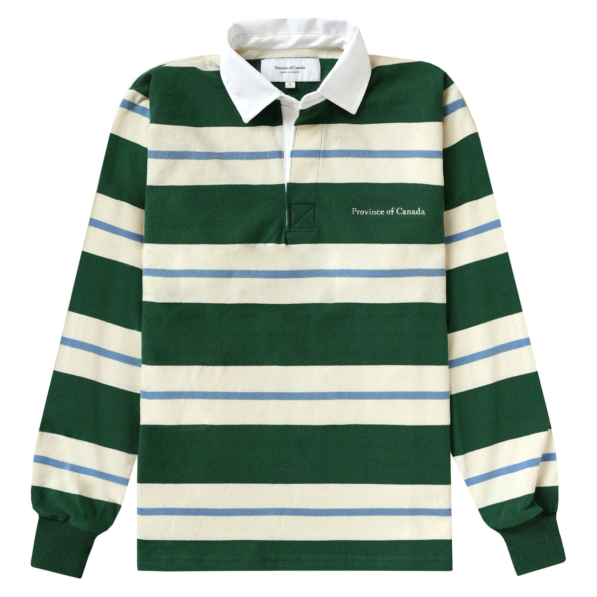 Made in Canada - Green Blue Stripe Hollis Rugby Shirt - Unisex - Province of Canada