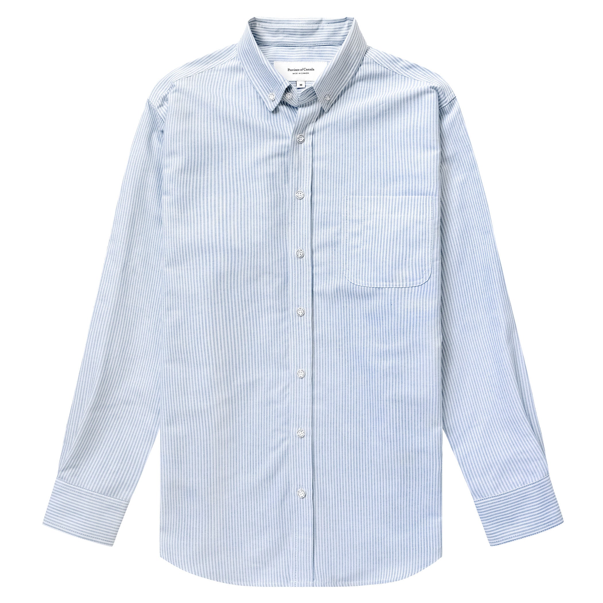 Made in Canada 100% Cotton Oxford Stripe Button Down Shirt Royal Blue - Unisex - Province of Canada