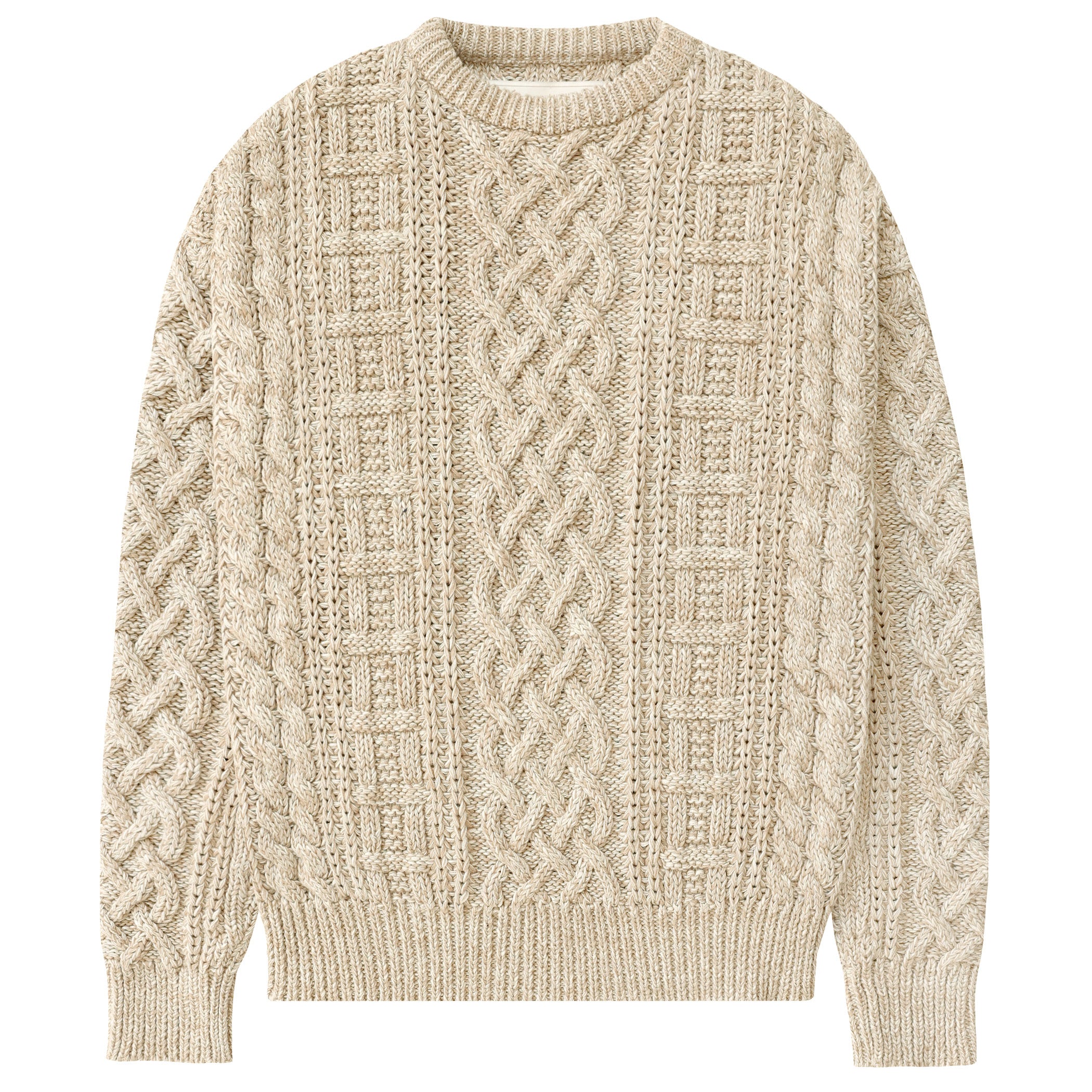 Made in Canada 100% Cotton Ivy Cable Knit Sweater Heather Beige - Unisex - Province of Canada