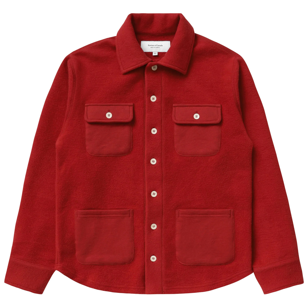 Reverse Fleece Overshirt Red - Unisex - Made in Canada - Province of Canada