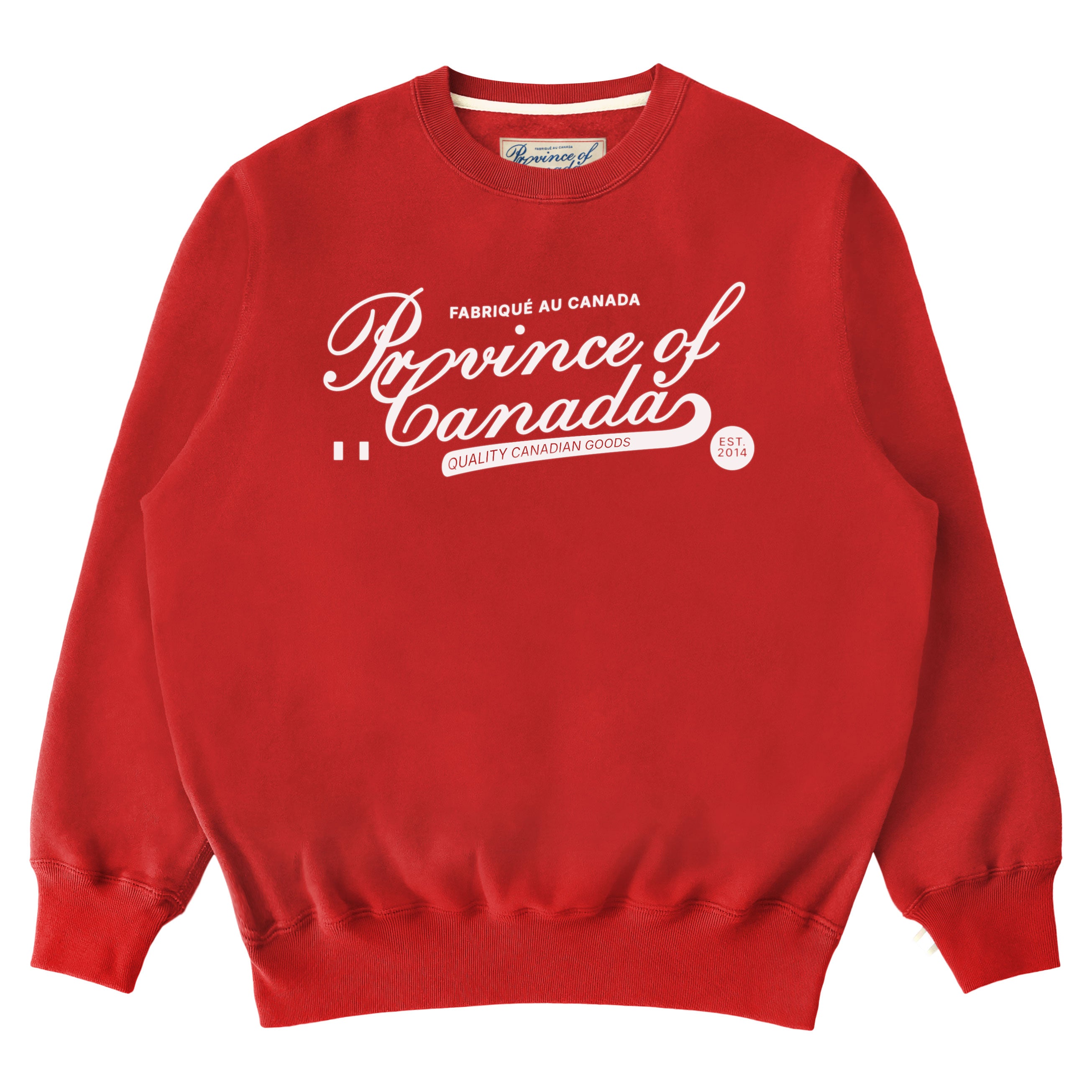 Made in Canada Fleece Script Logo Sweatshirt Red - Unisex - Province of Canada