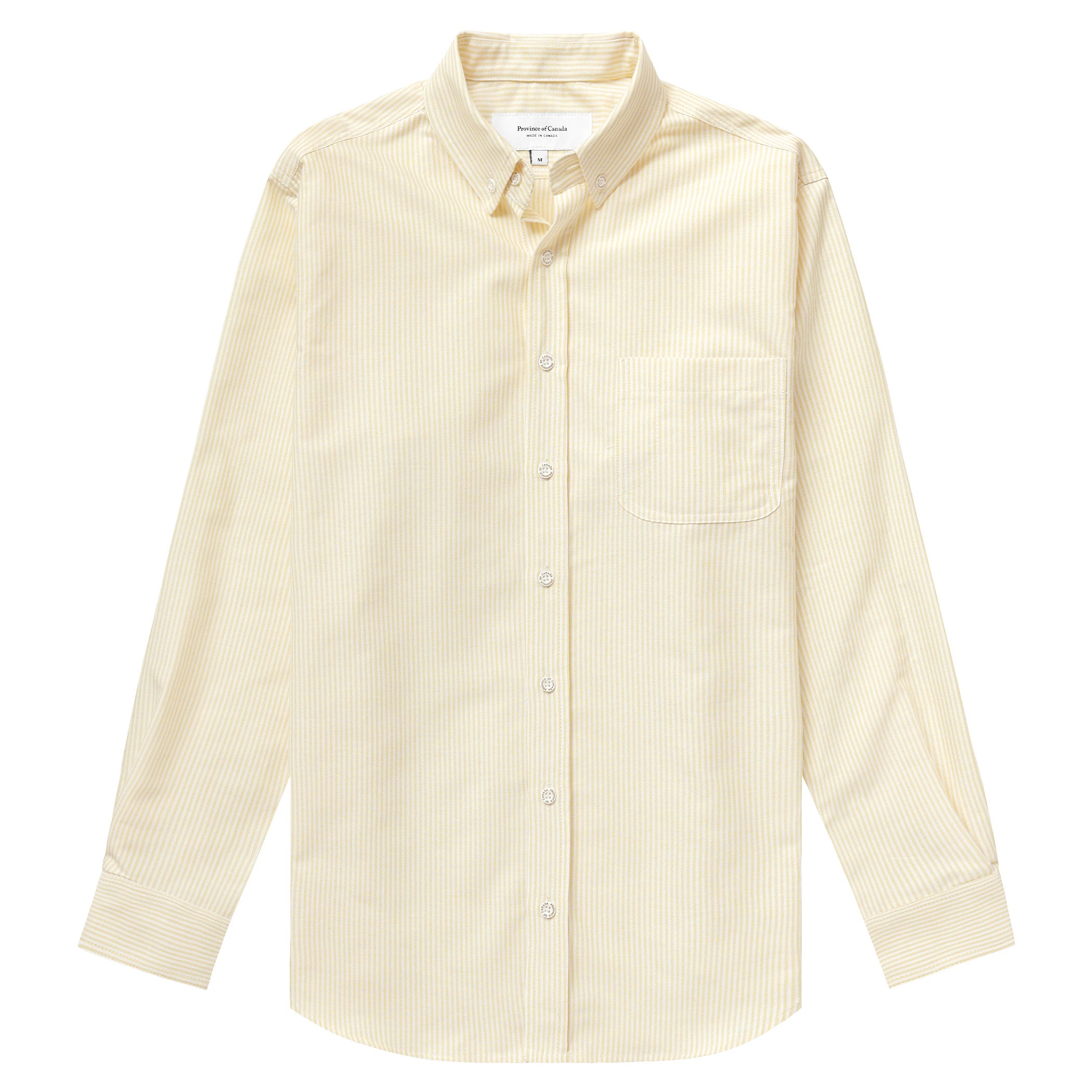 Made in Canada 100% Cotton Oxford Stripe Button Down Shirt Butter Yellow - Unisex - Province of Canada