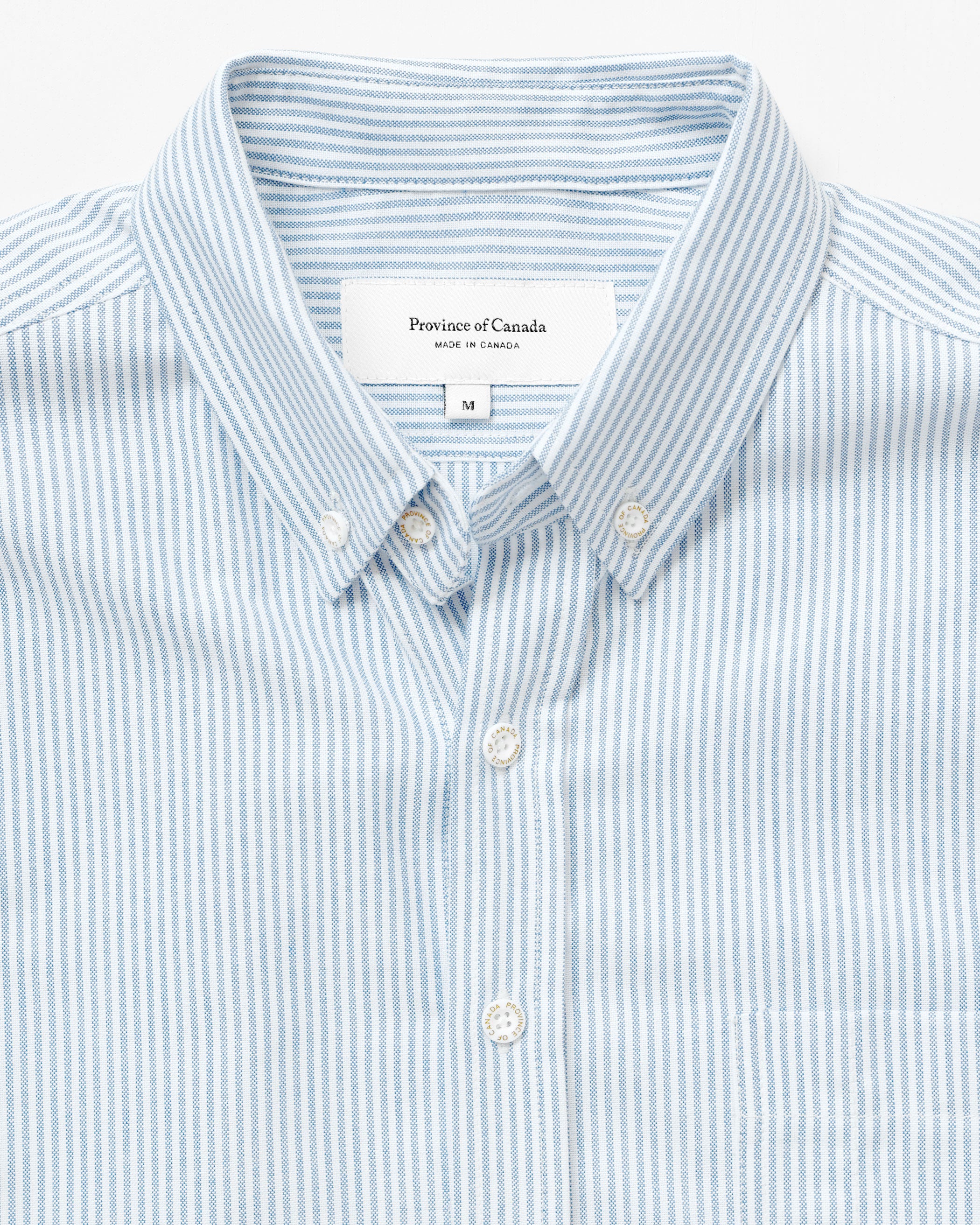 Made in Canada 100% Cotton Oxford Stripe Button Down Shirt Light Blue - Unisex - Province of Canada