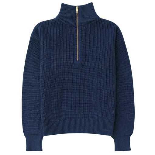 Made in Canada 100% Cotton Knit Half Zip Sweater Marine - Unisex - Province of Canada