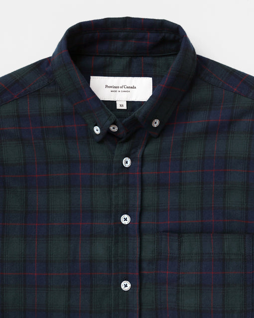 Made in Canada 100% Cotton Navy Plaid Flannel Shirt Navy Green Red - Unisex - Province of Canada