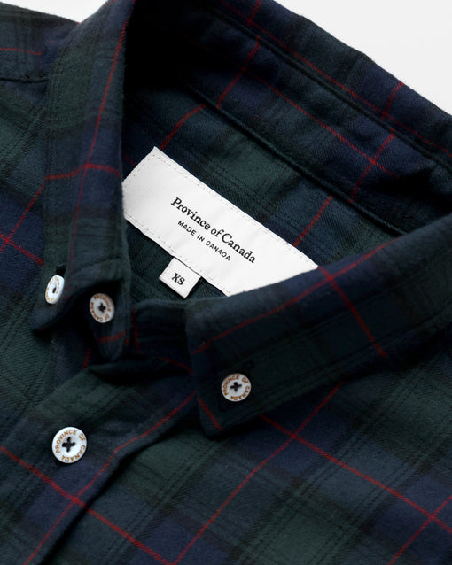 Made in Canada 100% Cotton Navy Plaid Flannel Shirt Navy Green Red - Unisex - Province of Canada