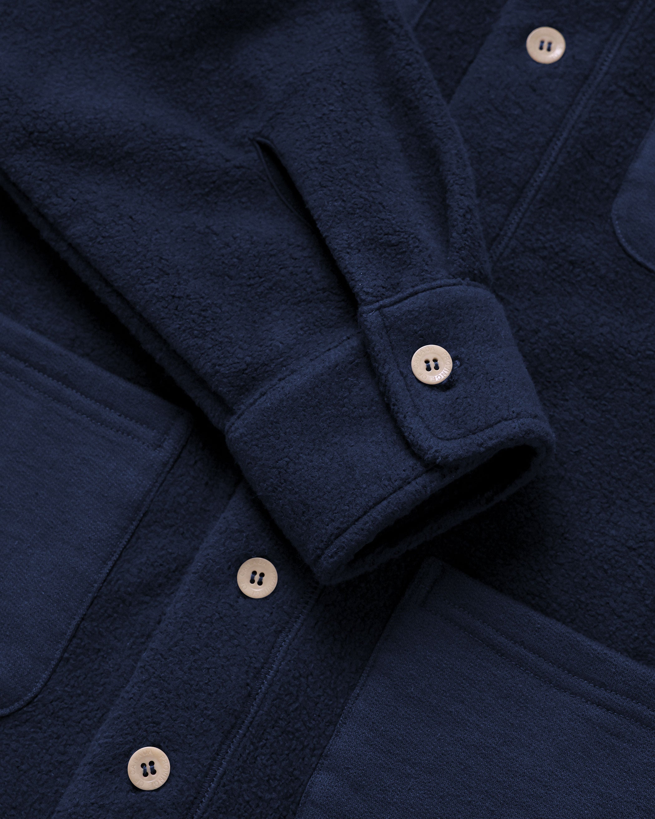 Made in Canada 100% Cotton Reverse Fleece Overshirt Light-Jacket Navy - Unisex - Province of Canada