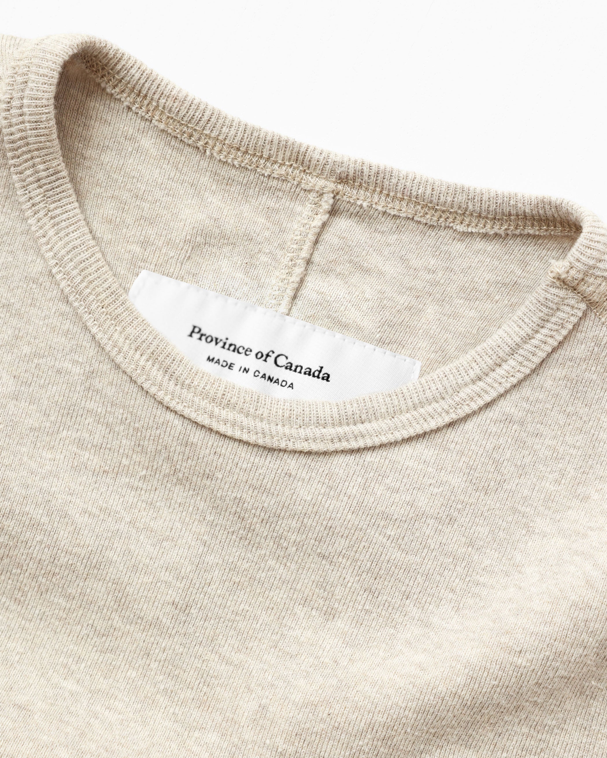 Made in Canada Fitted Rib Tee Oatmeal 100% Organic Cotton - Province of Canada