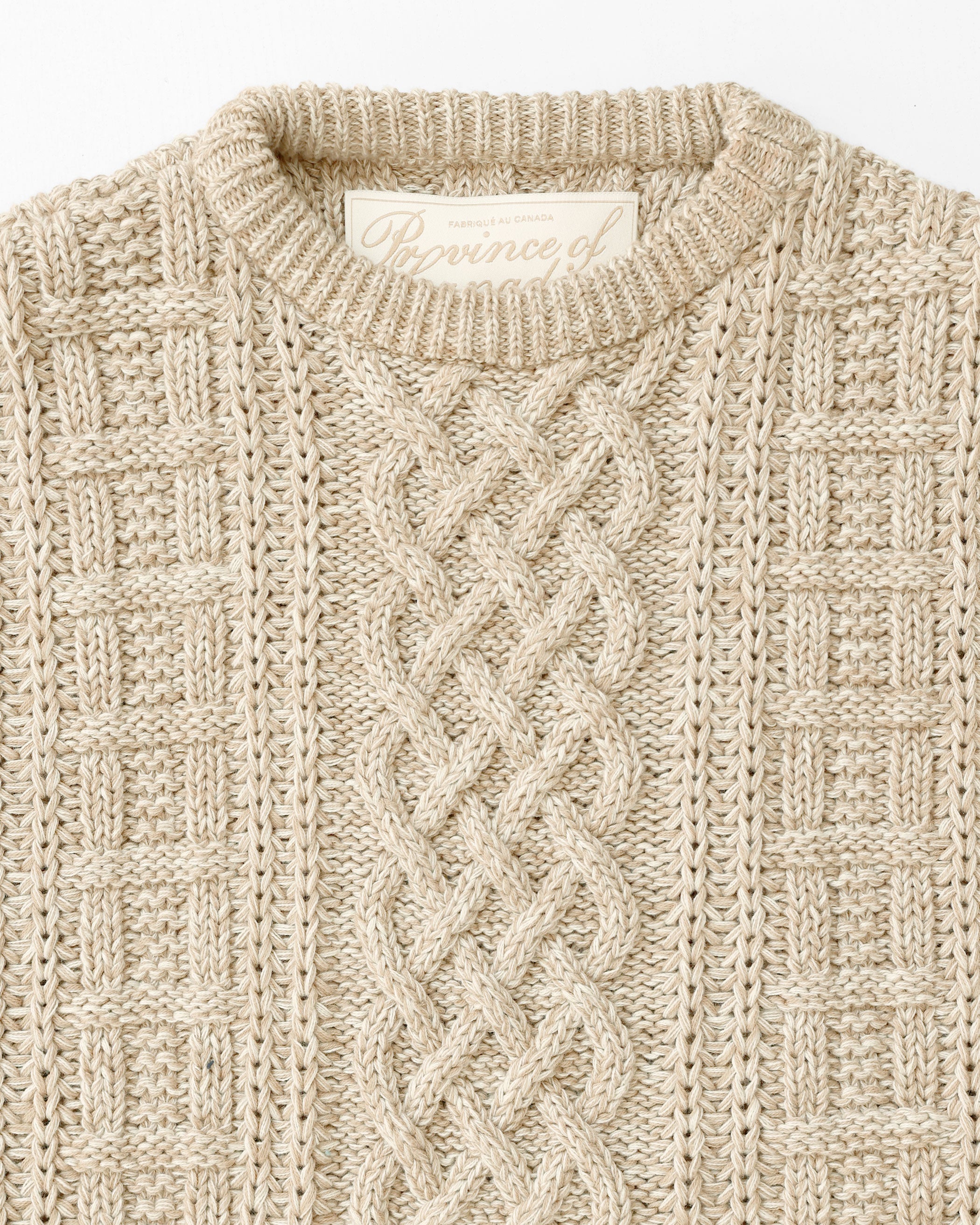 Made in Canada 100% Cotton Ivy Cable Knit Sweater Heather Beige - Unisex - Province of Canada