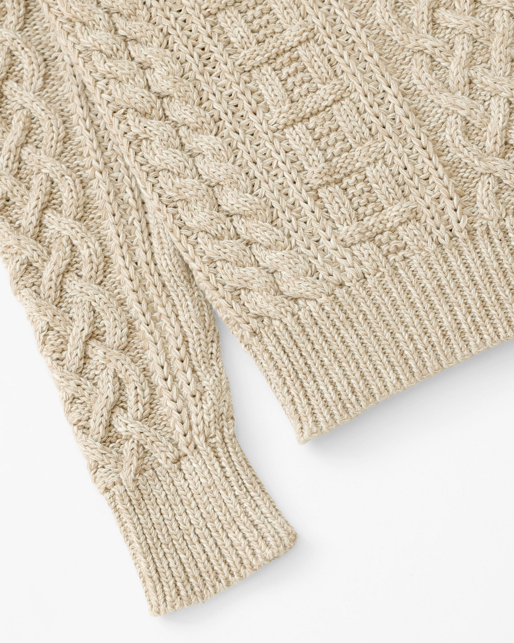Made in Canada 100% Cotton Ivy Cable Knit Sweater Heather Beige - Unisex - Province of Canada