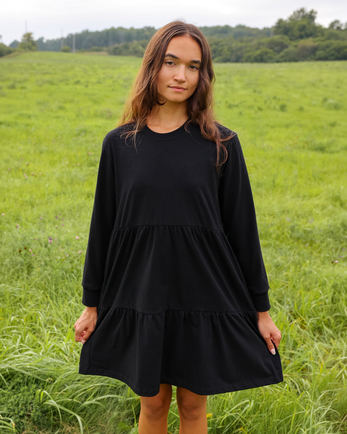 Made in Canada Tier Long Sleeve Dress Black - Province of Canada