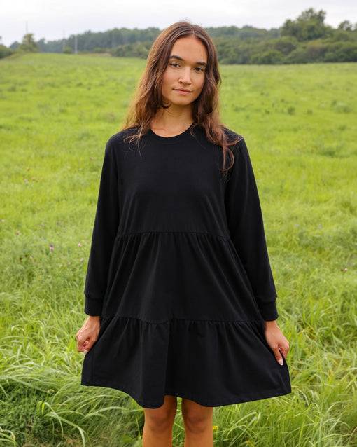 Made in Canada Tier Long Sleeve Dress Black - Province of Canada
