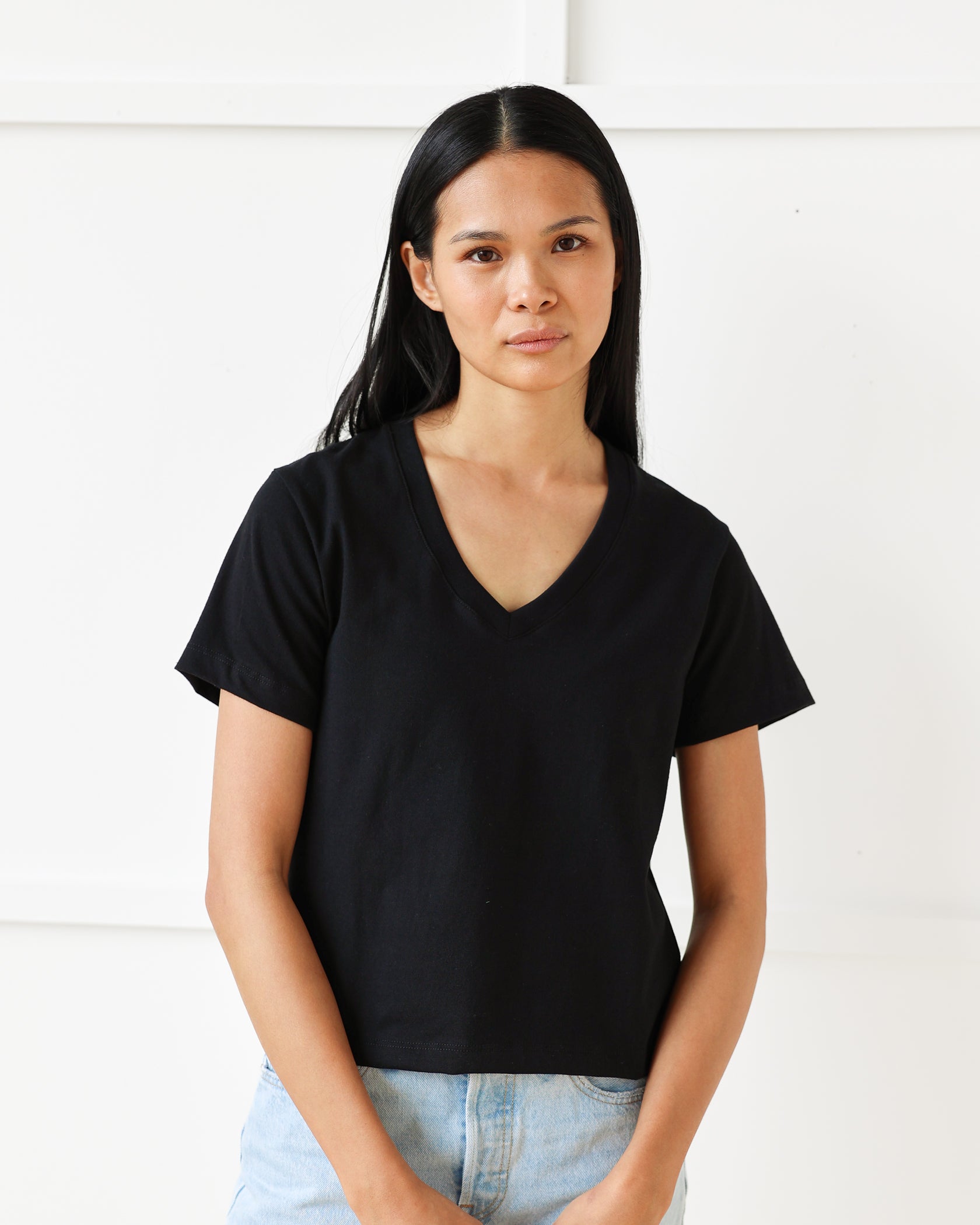 Made in Canada Friday V-Neck Tee Black 100% Organic Cotton - Province of Canada